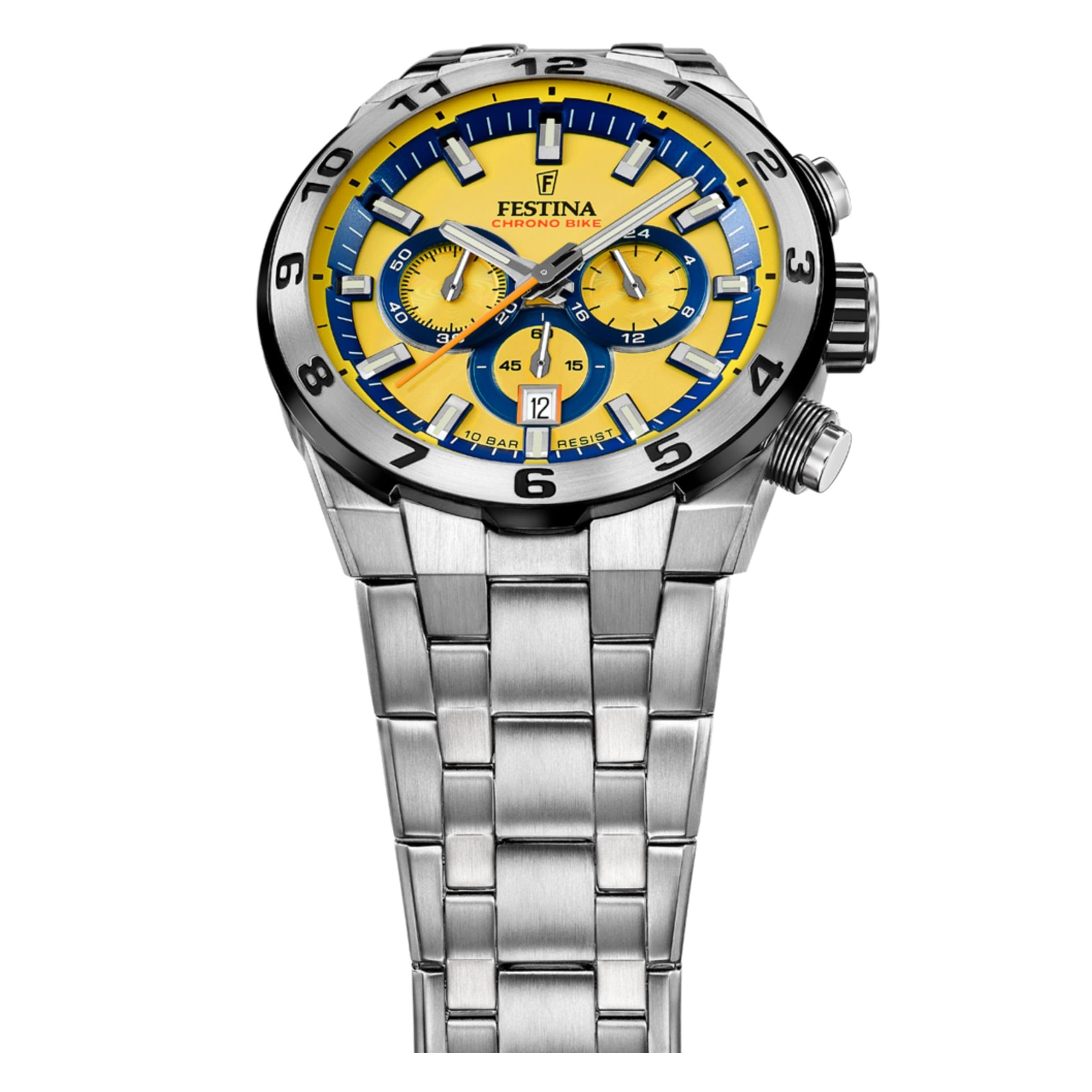 Festina Herrenuhr Chrono Bike Blau mit Edelstahlarmband