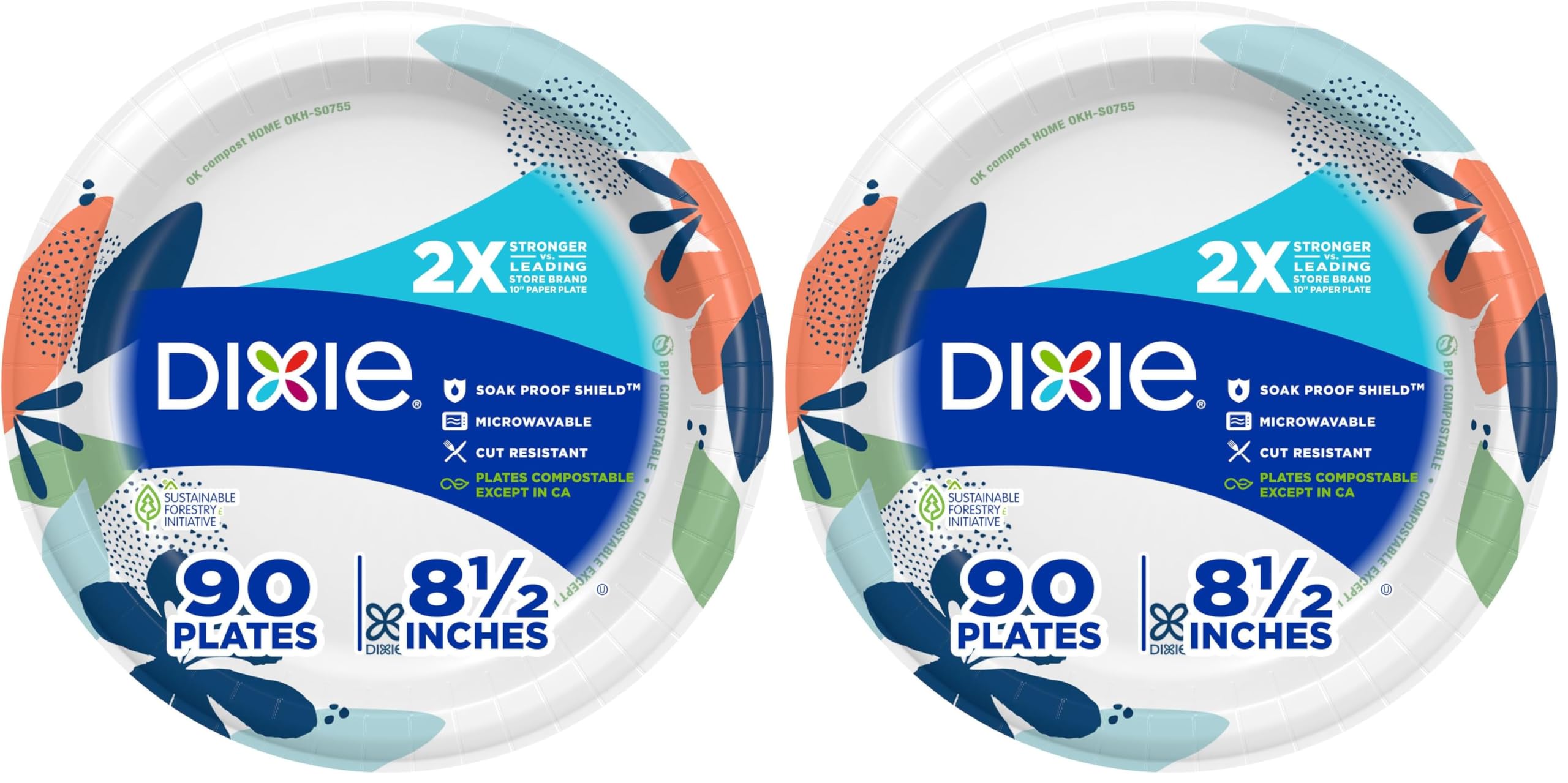 Dixie 8.5 Inch Paper Plates Value Pack (90 Count, 2-Pack) | 2X Stronger Disposable Plates - main product image