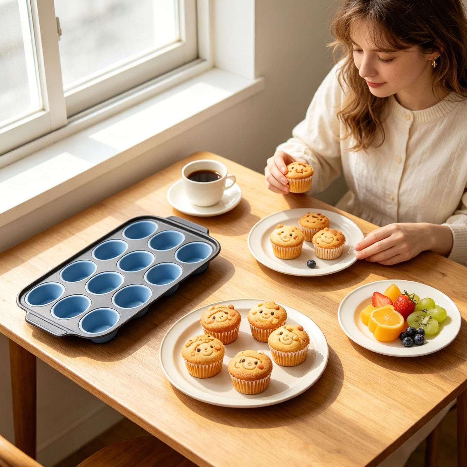 Molde Para Cupcakes Bandeja De Silicona Antiadherente Portátil Y Fácil Con | Bandeja Para Hornear Cupcakes para cocina hogar mesa comedor mujeres hombres familia