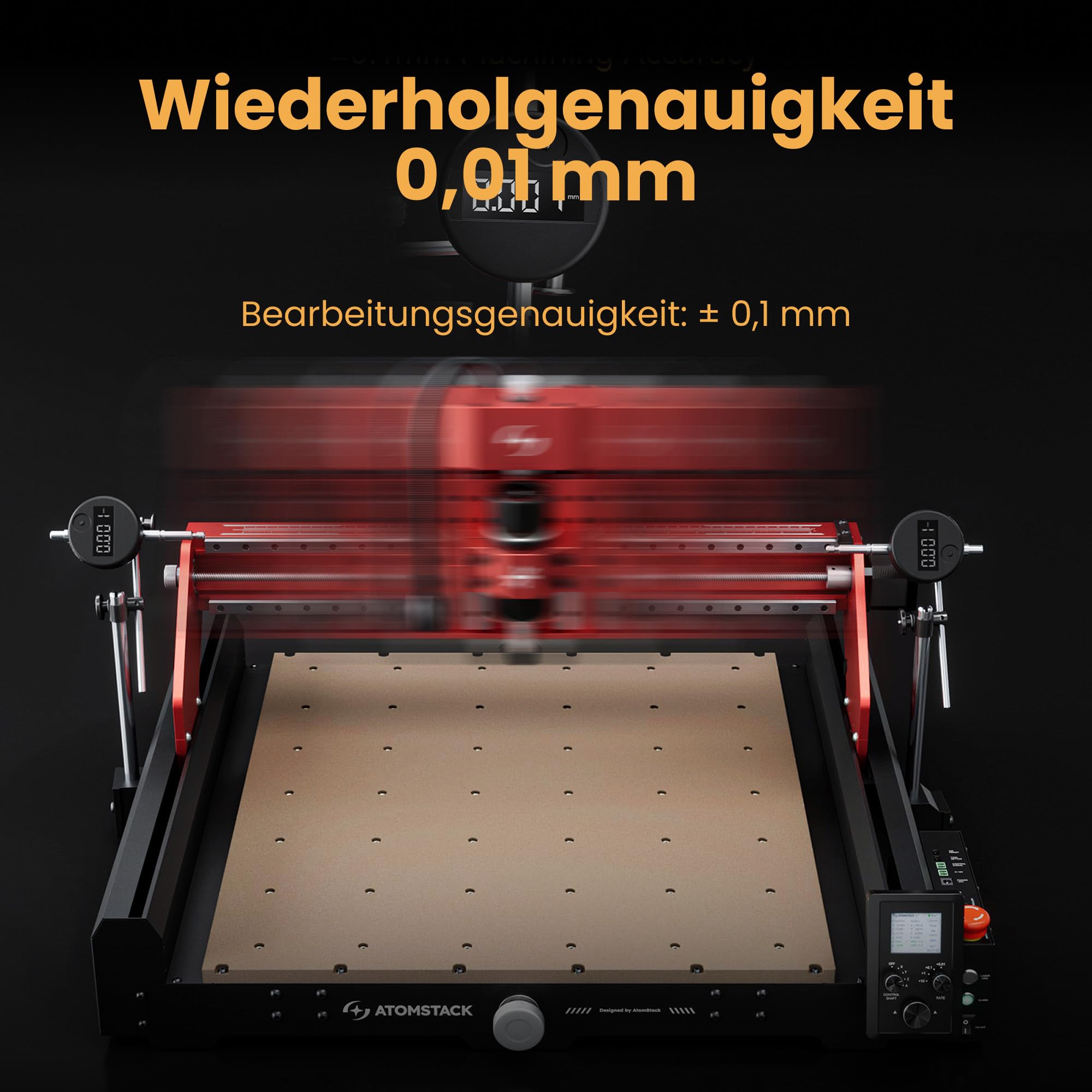 ATOMSTACK C4 Pro CNC Fräsmaschine, 4-Achsen Unterstützung, 200W Spindel CNC Fräs- & Graviermaschine, 420×420mm Arbeitsbereich, Offline-Steuerung, für Holz, Kunststoff, Aluminium, Messing