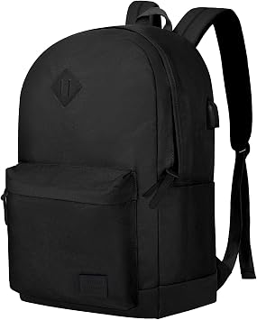 Goloni Backpack for Men Women,Travel Laptop Backpack, Water Resistant 17.3 Inch USB Charging Backpack, Large Capacity Work Commute Bag,All Black