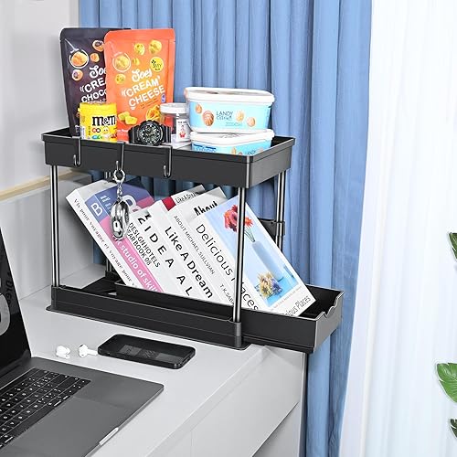 Miniatura 6 de Organizadores y almacenamiento para debajo del fregadero, paquete de 2 gabinetes de almacenamiento debajo del baño, organizador de gabinete