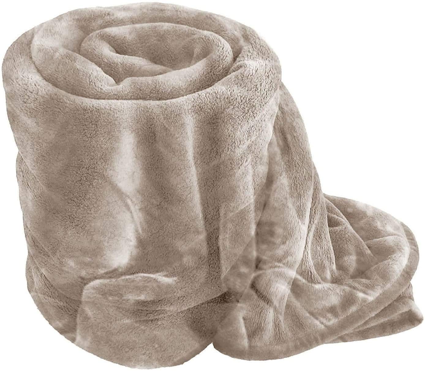 Laura Secret Tan Fleece Faux Fur Roll Mink Throw Throws/Bed Blanket Beautiful Colours (Double, )
