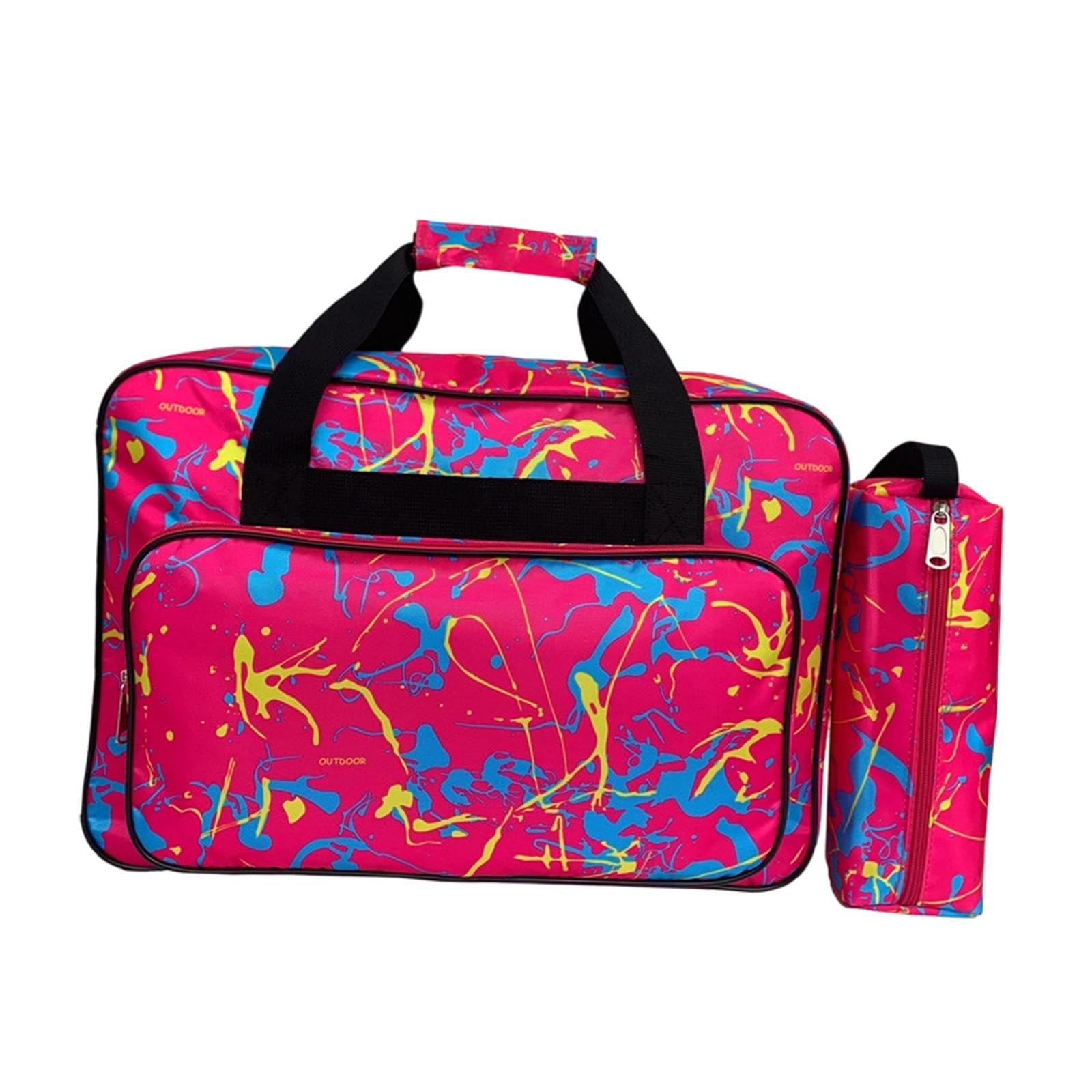 Harilla Sewing Machine Storage Tote Bag Sewing Machine Carrying Case Storage Cover Carrying Bag with Extra Pockets and Handles, Crochet Hooks Pocket,Pink