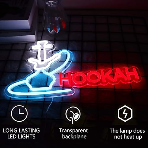 Miniatura 2 de Letrero de neón de narguile para bar, tienda de humo o decoración de cuevas de hombre, pantalla LED brillante para fumar o tienda de vapeo, fácil de