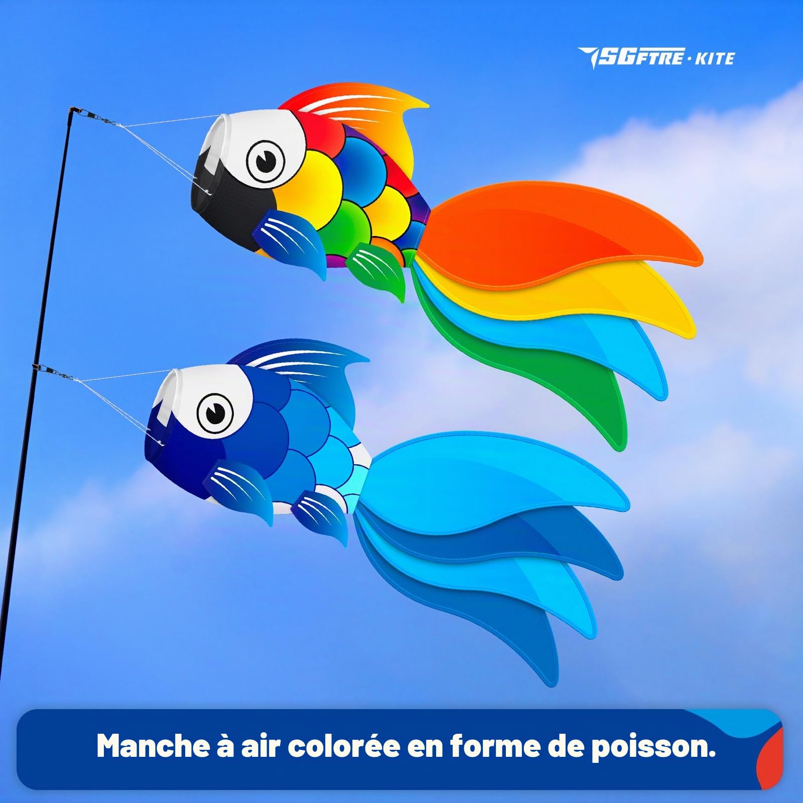 SGftre Lot de 2 manches à air robustes de 101,6 cm avec sac de direction du vent pour bateaux de pêche de plage, idéal pour Halloween et décoration de Noël, chaussettes à vent d'extérieur parfaites