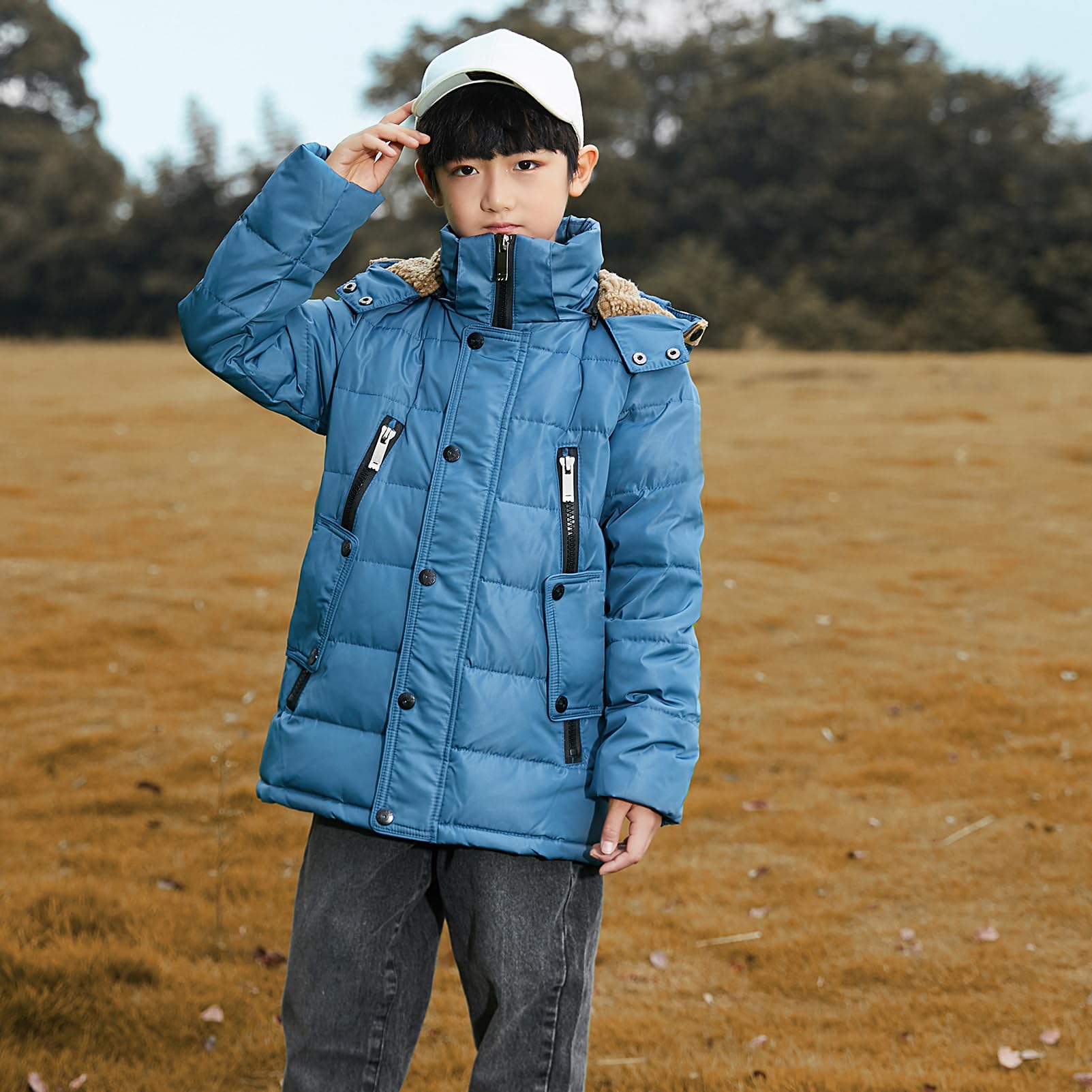 amropi Bambini Ragazzi Inverno Cappotto Piumino Capispalla con Cappuccio Giacca per 5-12 Anni