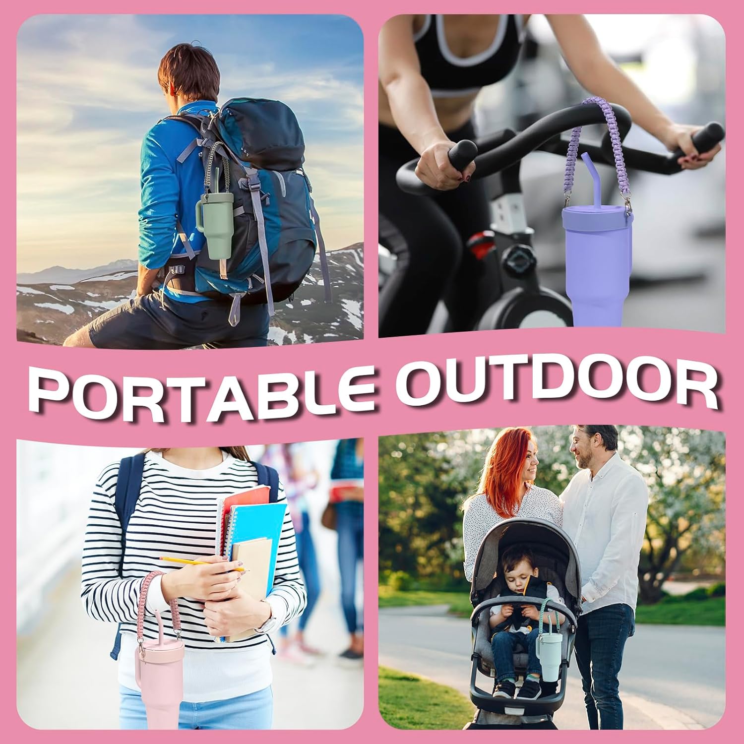 Greant Glitter Braided Handle for HydroFlask Tumbler Handle 40 oz & 32oz, Bling Handles for Stanley 40oz, Strap for HydroJug 40oz Tumblers, Anti-Slip Carrying Strap for BruMate 40 oz, Detachable - Image 3