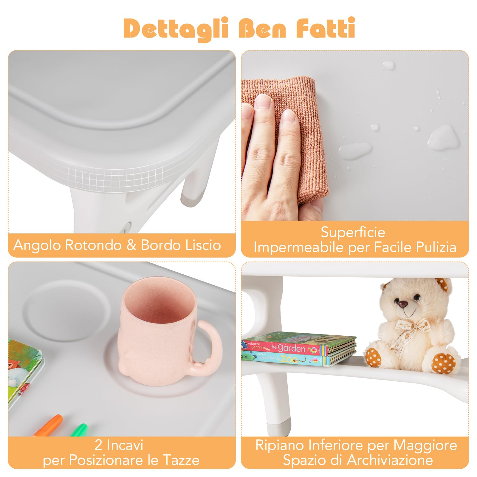 COSTWAY Tavolo e Sedia per Bambini Dinosauro Set Scrivania Attività Artistiche Studio 1-5 Anni Grigio