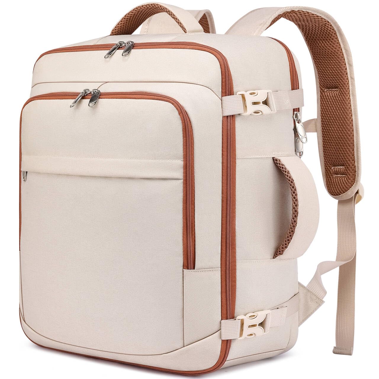 ENZOSUM Zaino Easyjet 45x36x20,Bagaglio a Mano easyjet 45x36x20 Zaino da Viaggio per Donna 30L Borsa da Cabina per Voli Porta PC 15.6 Pollici per Scuola Lavoro Trekking Beige