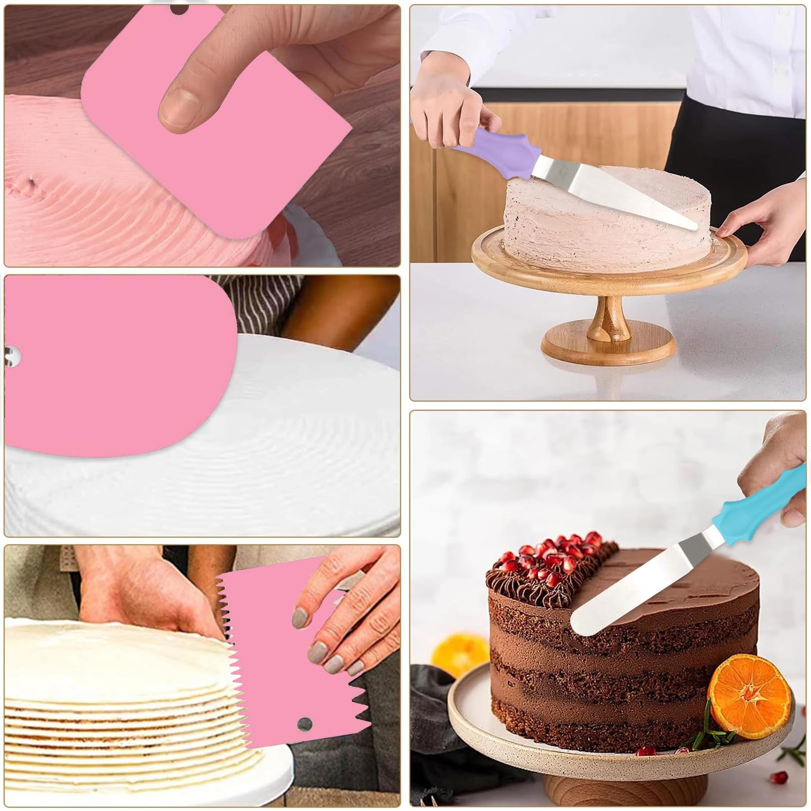 3 Stück Winkelpalette Torte,3 Stück Tortenspachtel,6 set für Spachtel Kleine Tortenpalette,Streichpalette Edelstahl,Abzieher Aus Backwerkzeuge Backzubehör,Brot Buttercreme Cake Kuchenbackwerkzeuge