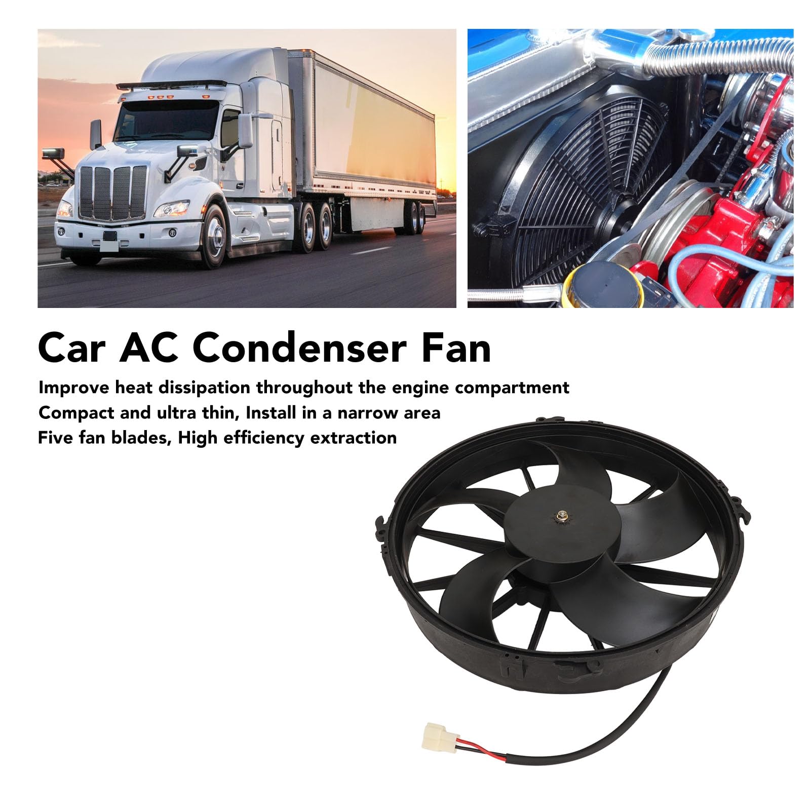 Amazon.co.jp: 車用ACコンデンサーファン湾曲ブレード超薄型24V 