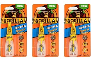 Super Glue with Brush & Nozzle Applicator, 10 Gram, Clear, (Pack of 3)