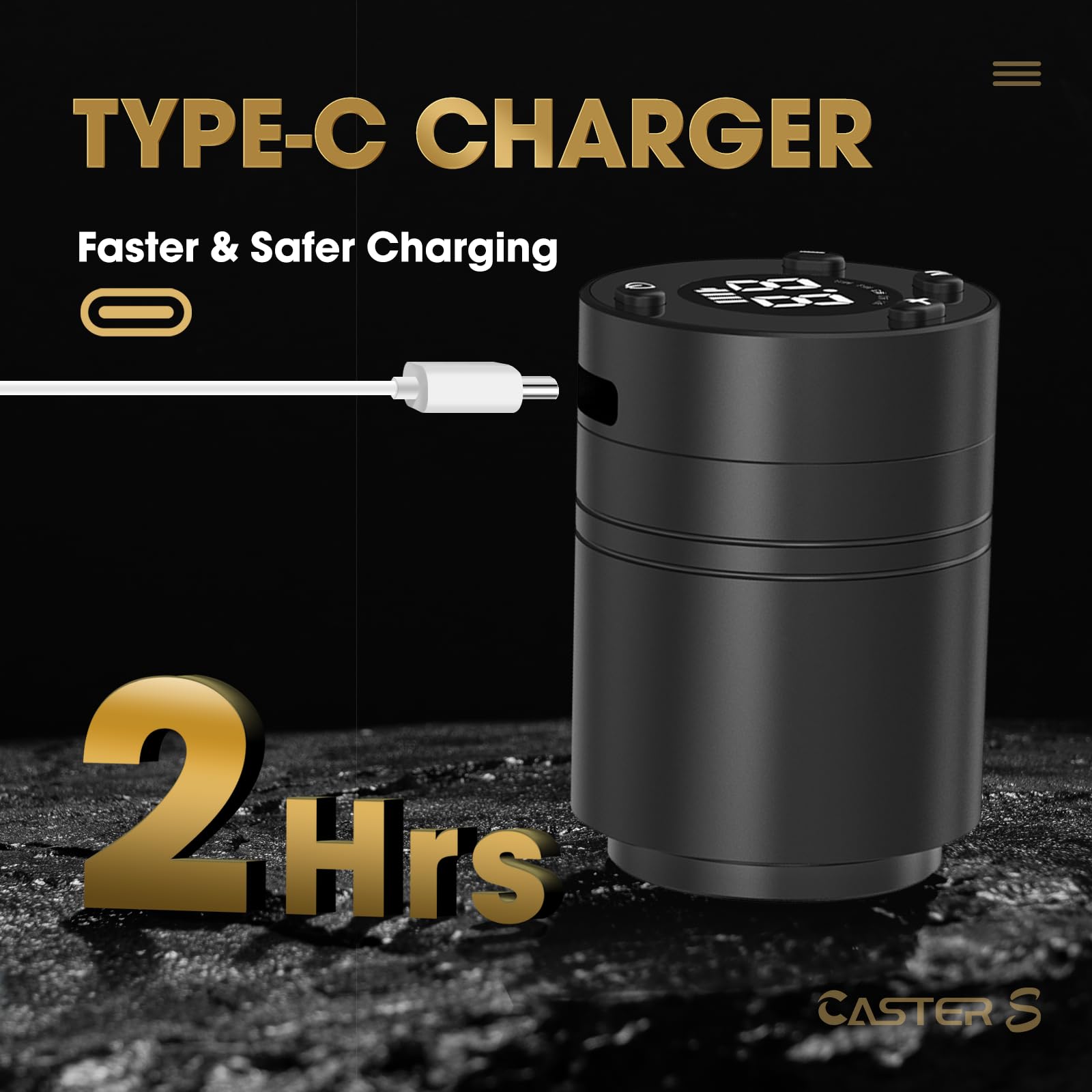 EZ Máquina de Tatuar Inalámbrica - Máquina para Hacer Tatuajes con Bolígrafo con Batería de 1500mAh para Principiantes y Artistas del Tatuaje (Caster S Dorado)