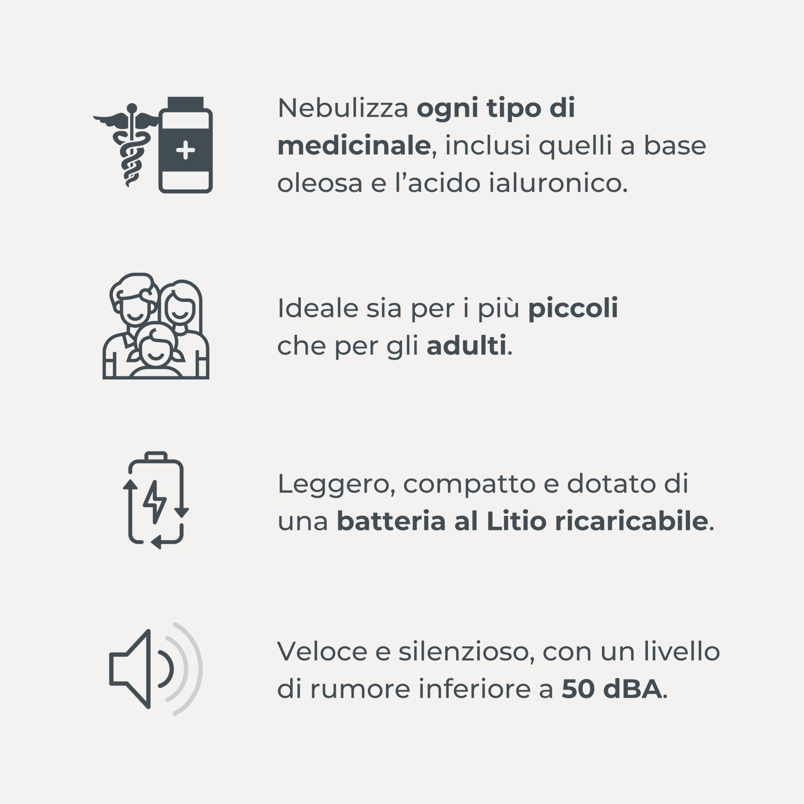 Nuvita 5030 Aerosol a Pistone Portatile con Batteria Ricaricabile – Efficiente, Silenzioso e Conveniente per Casa e Viaggi
