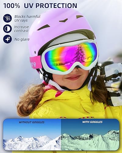 Miniatura 3 de Keary Kids Ski Goggles Anti Fog 100 UV Protection Snow Goggles for Youth Kids OTG Helmet Compatible