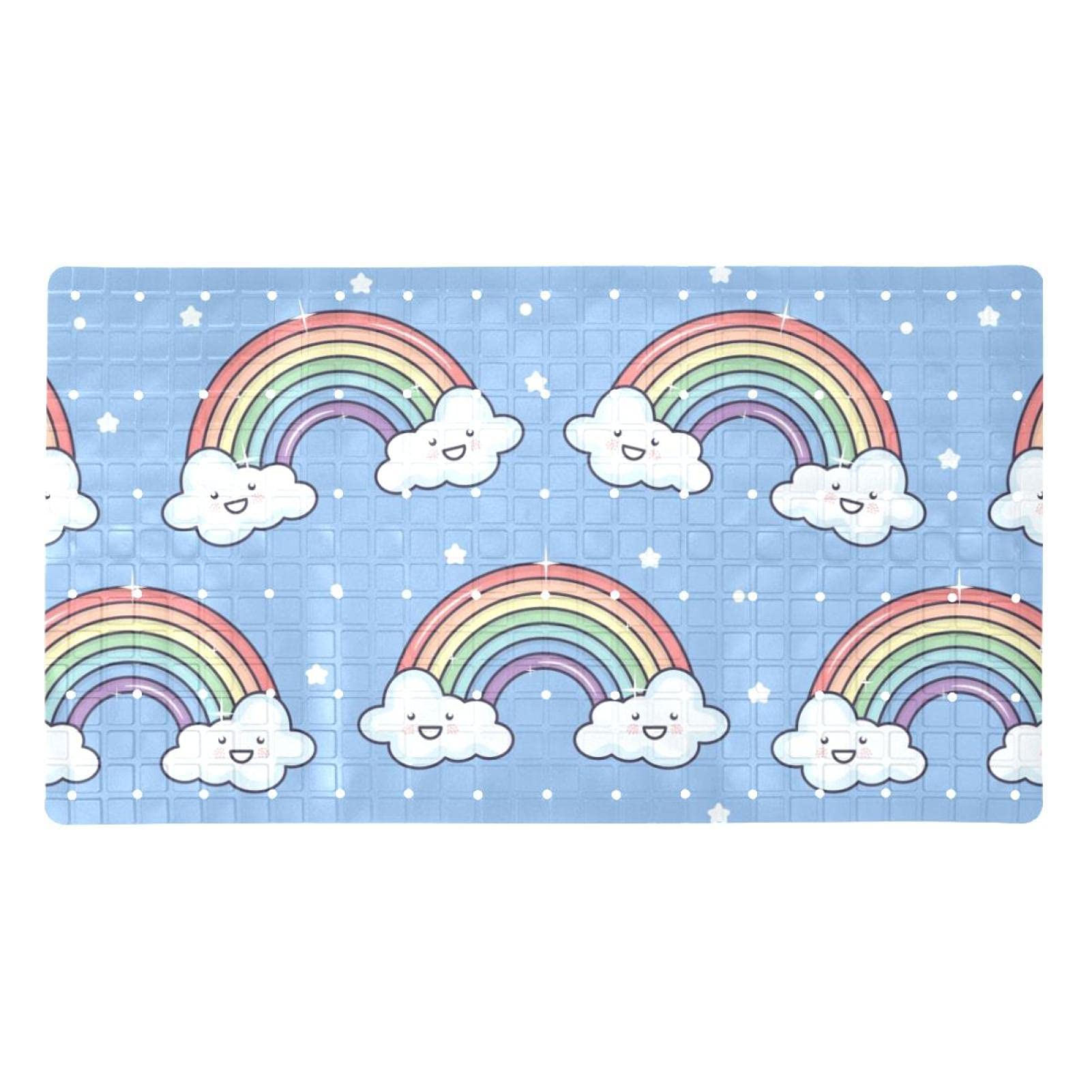 Tapis de bain antidérapant pour douche sécurisée des seniors motif nuage bleu 40x70