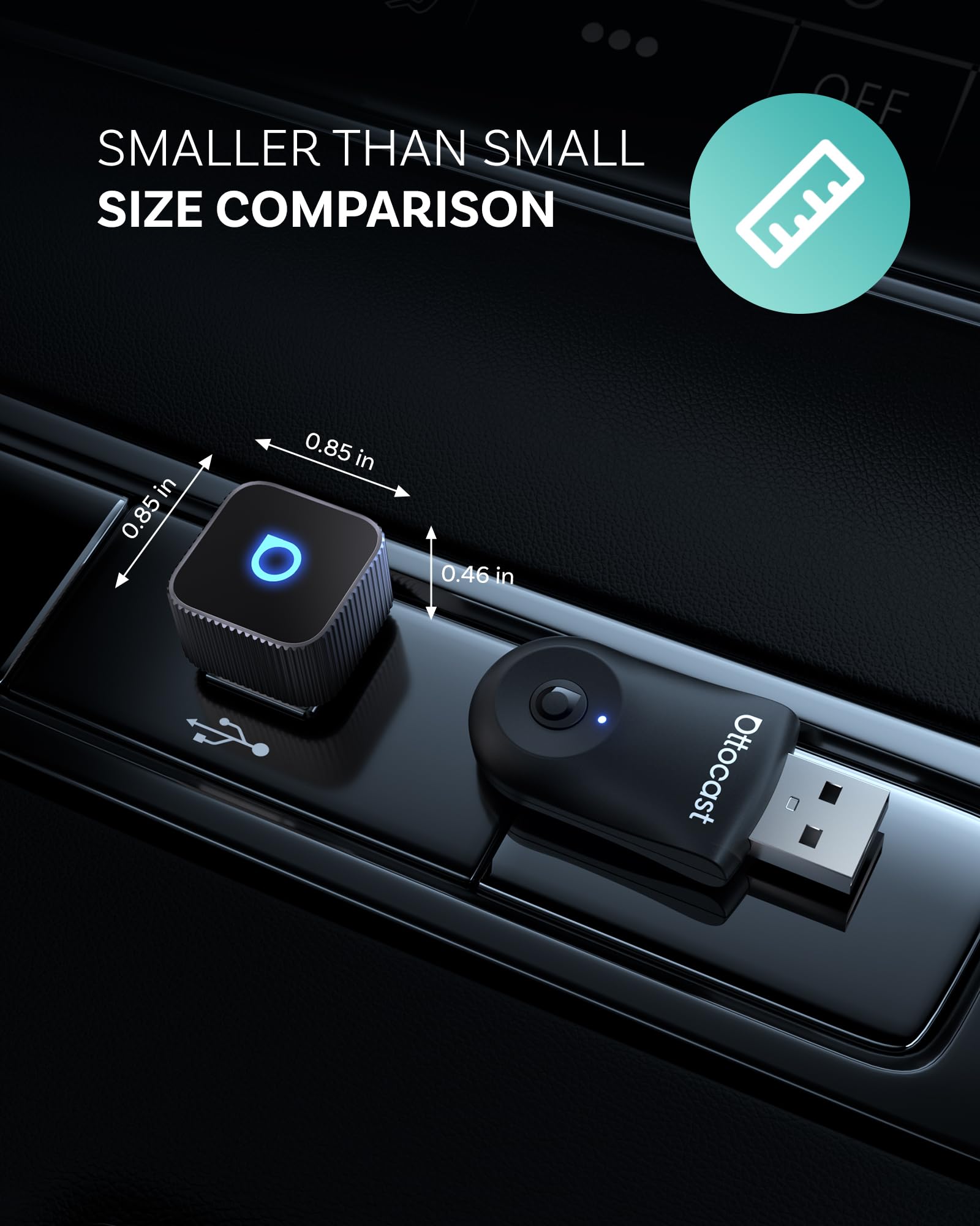 Ottocast Mini Slim 2025 bezprzewodowy adapter CarPlay i Android Auto – Plug & Play, szybkie automatyczne ponowne podłączenie (czarny)