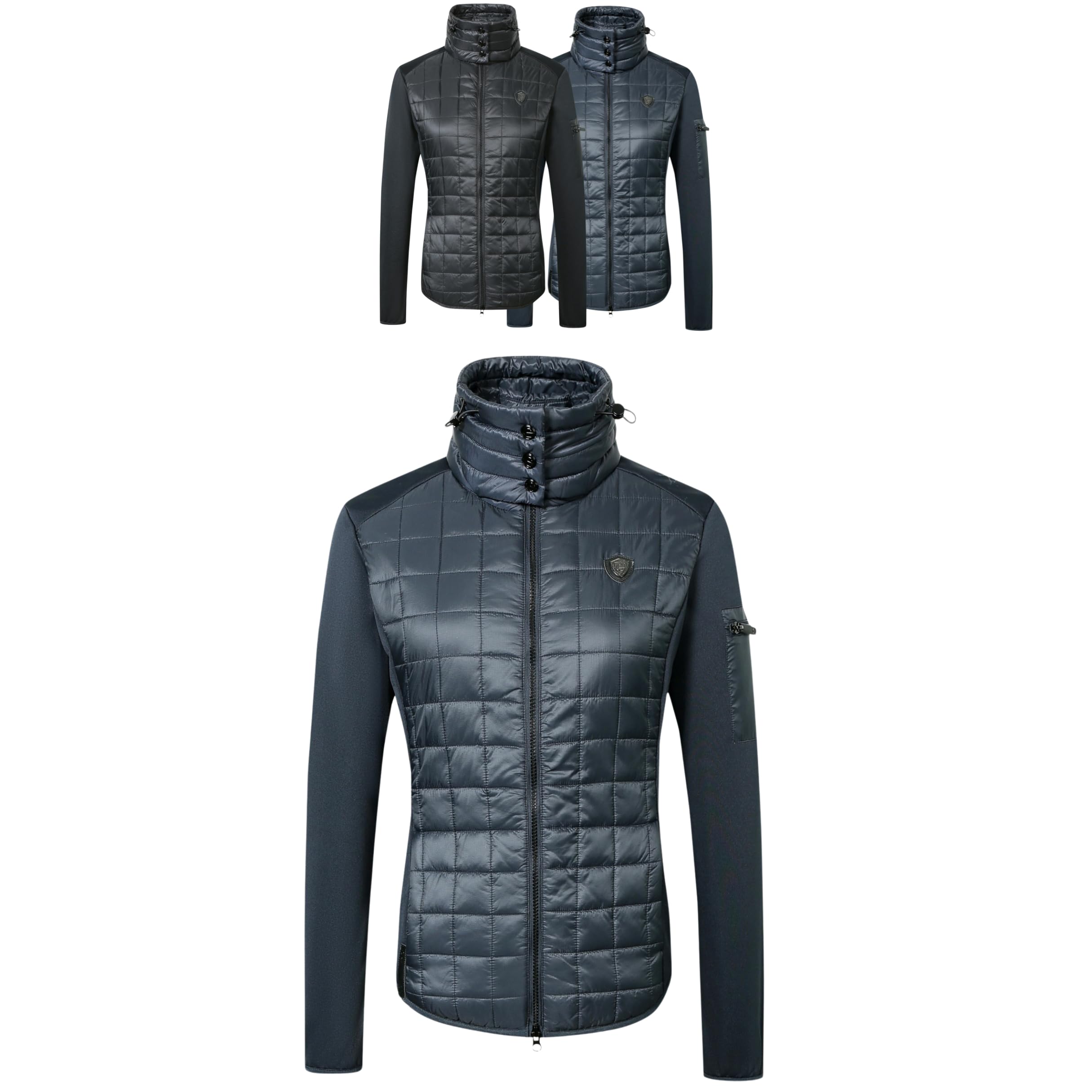 Covalliero - Damen Combijacke | Übergangsjacke mit Doppelkragen | Steppjacke mit 2-Wege-Reißverschluss & 3 Einschubtaschen | Reitjacke in Black oder Dark Navy | Reitbekleidung in XS - XXL