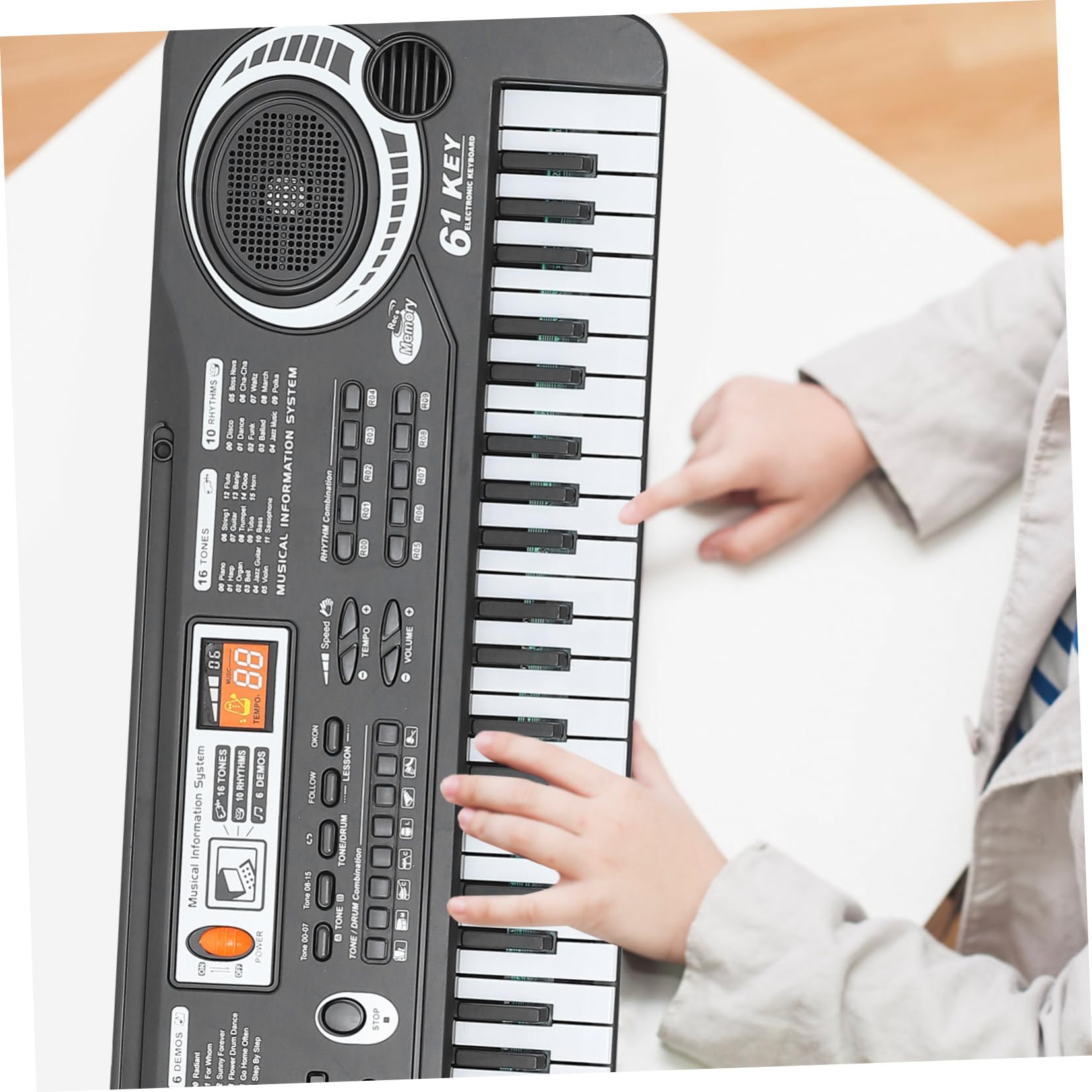 Pianoforte Elettronico Giocattolo Abs Nero 61 Tasti per Ragazzo Ragazza
