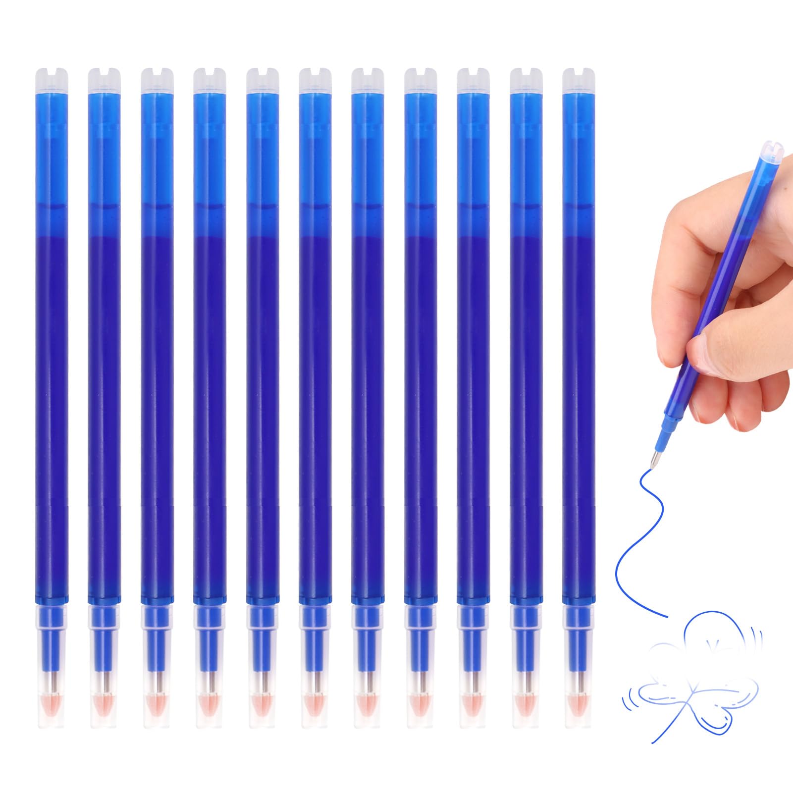 12 Pack Blue Erasable Pen Refills for Pilot Frixion Pens Erasable Rollerball Dark Blue Ink Tip 0.5 mm with Smooth Writing Clickable Replaceable Ballpoint Friction Pen Refills for Students Notes & Art