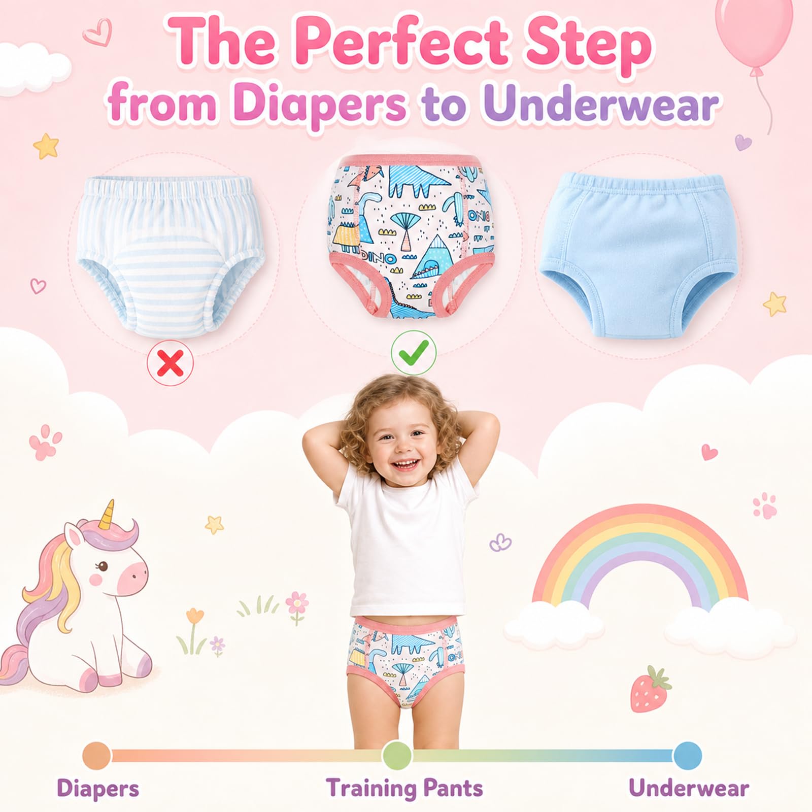 MOEMOE BABY Töpfchen Trainingshose Kinder 6 Stück Trainings Unterhosen für Jungen & Mädchen 2-9 Jahre
