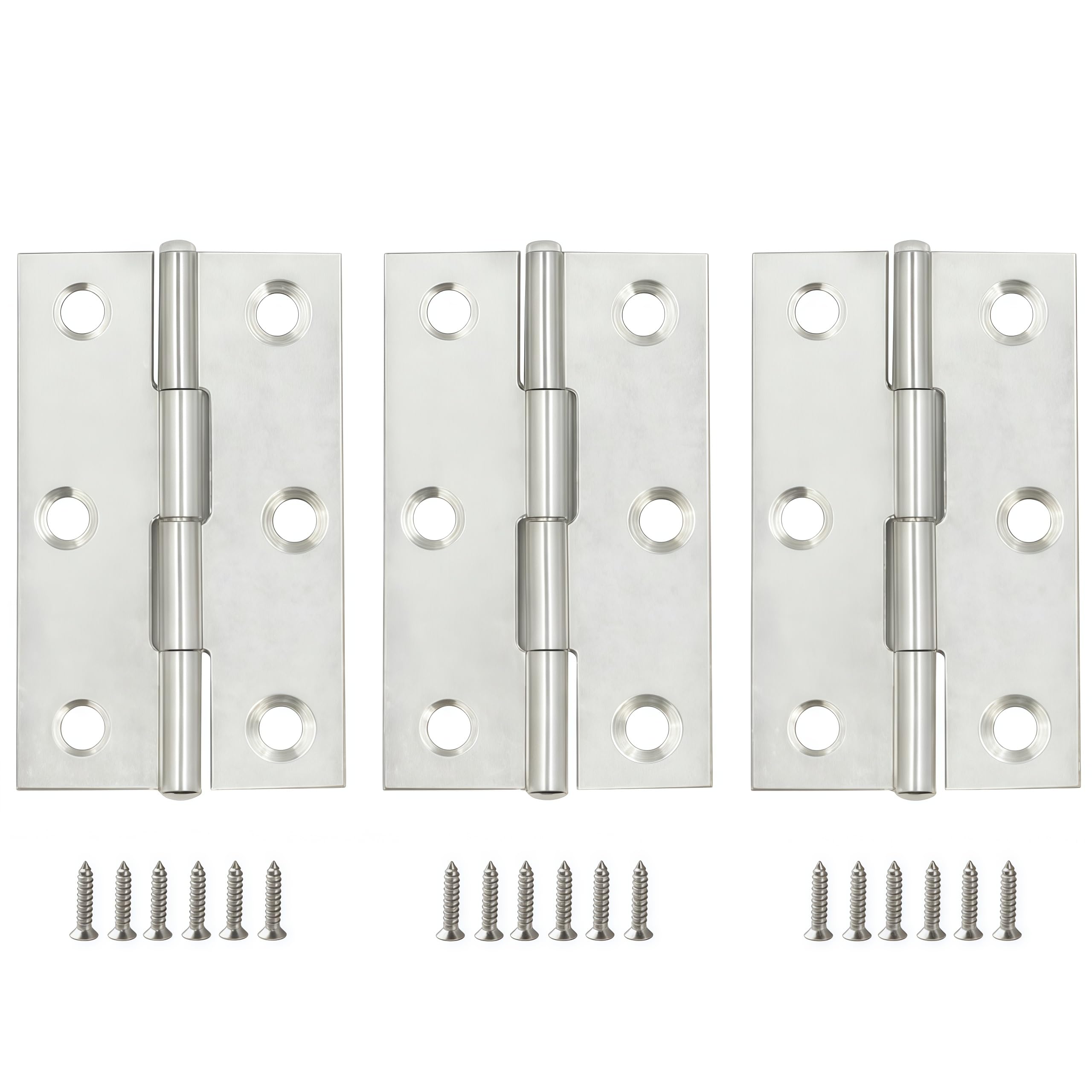 Vbnexyr Regular Hinge 3 Pack Stainless Steel Casement Hinges For Interior Doors With Screws Suitable For Room Doors Boxes And Small Cabinet 2.5 Inches