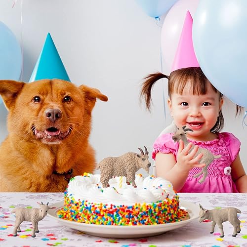 Miniatura 5 de JOKFEICE Figuras de animales, 4 piezas de plástico blanco cabra animal modelo de acción proyecto de ciencia, juguetes educativos de aprendizaje,