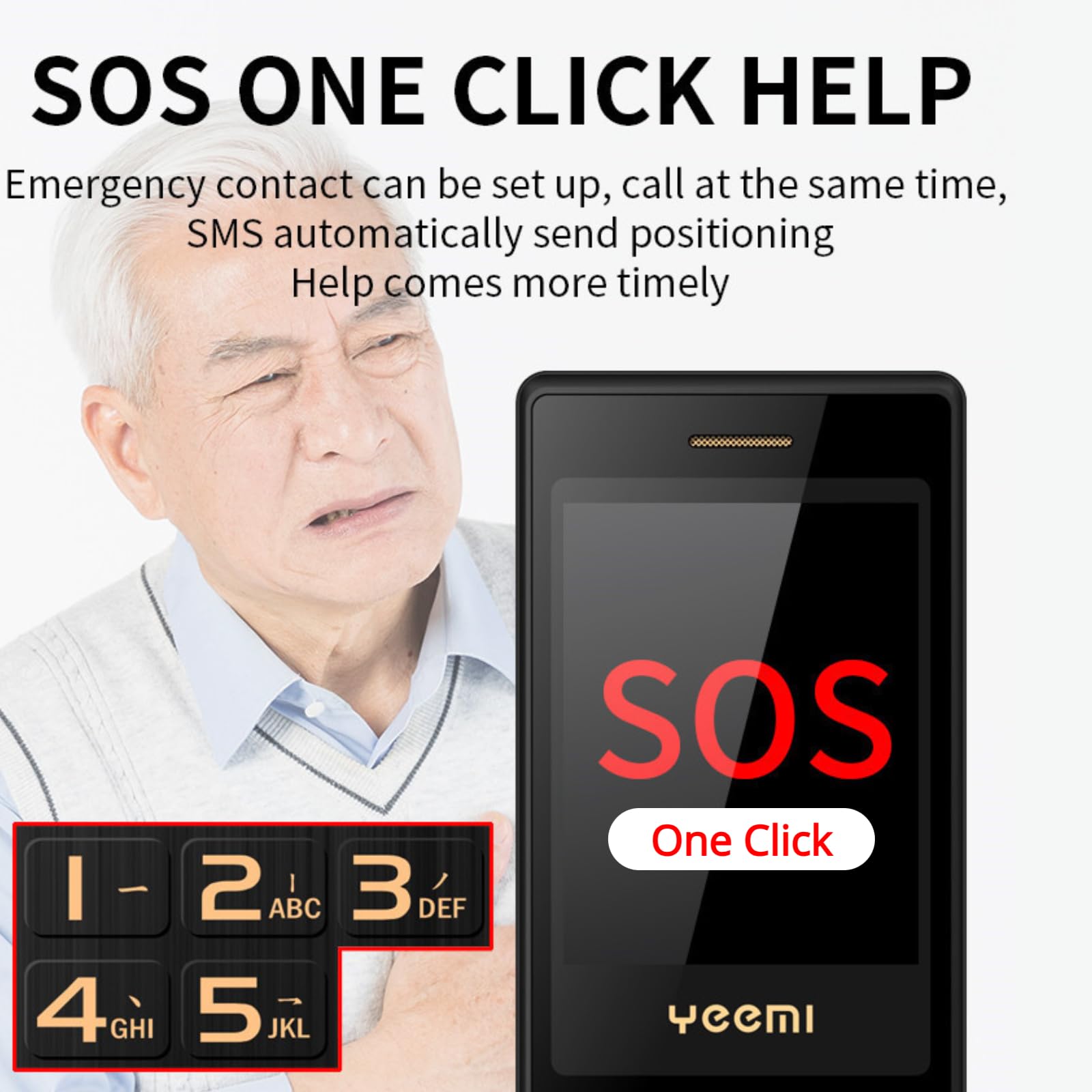Telefon z klapką dla Seniorów, 2,8-calowy Ekran z Dużymi Przyciskami, Odblokowany Telefon Komórkowy, Długi Czas Czuwania 5900 MAh, Głośna głośność, Dwie Karty SIM, Obsługa (Zmatowiały kolor)