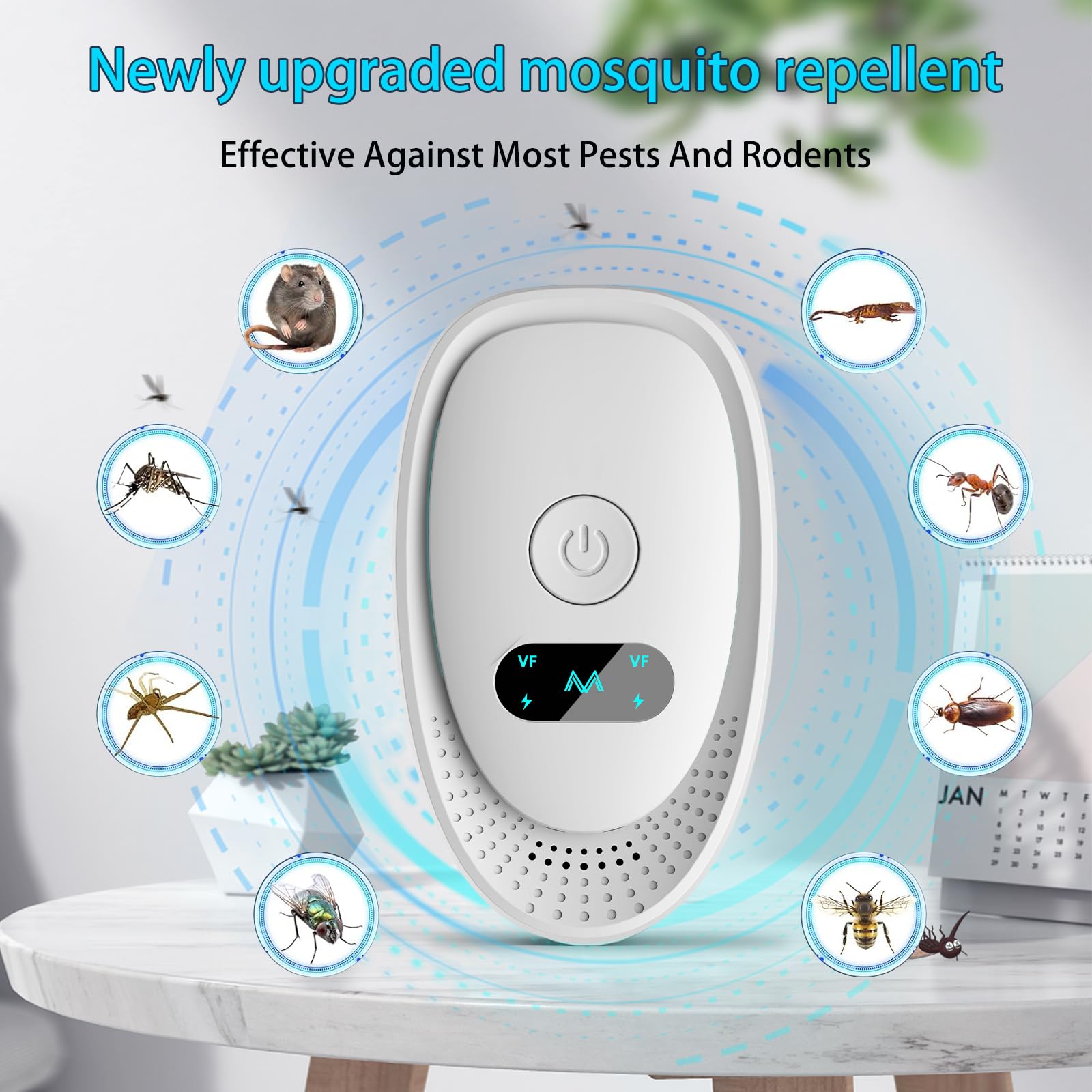Repelente Ultrasónico de Plagas, 4 Pack Electrónico Repelente Mosquitos Control de Plagas, Repelente Ultrasónico Mosquitos Anti Mosquitos, Moscas, Ratones, Insectos, Hormigas, Arañas