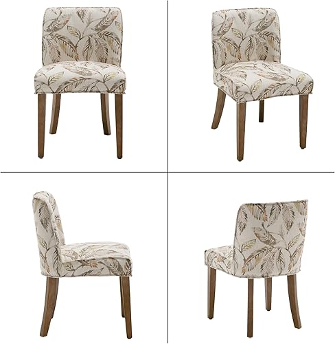 Miniatura 7 de Farmhouse Dining Chairs Set of 4 Upholstered Floral Pattern Kitchen Chairs with Low Back, Linen Dining Room Chairs with Wood Legs for Home