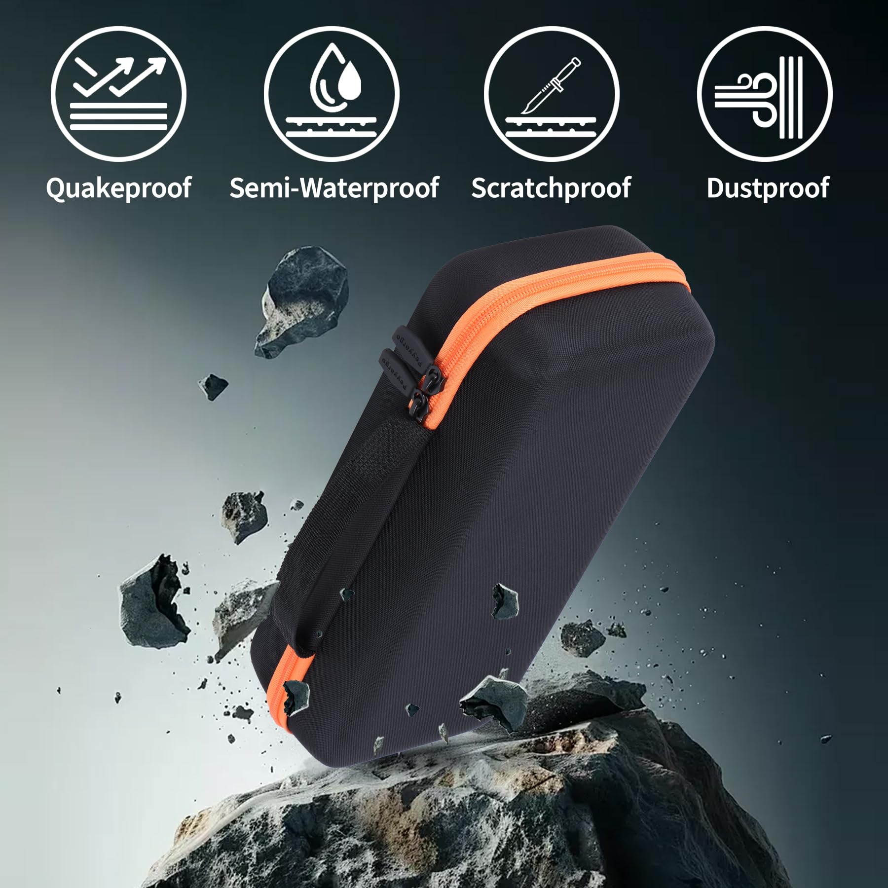 Dur Étui de Protection Compatible avec JBL PartyBox 2 Microphones numériques (Noir + Orange Zip)