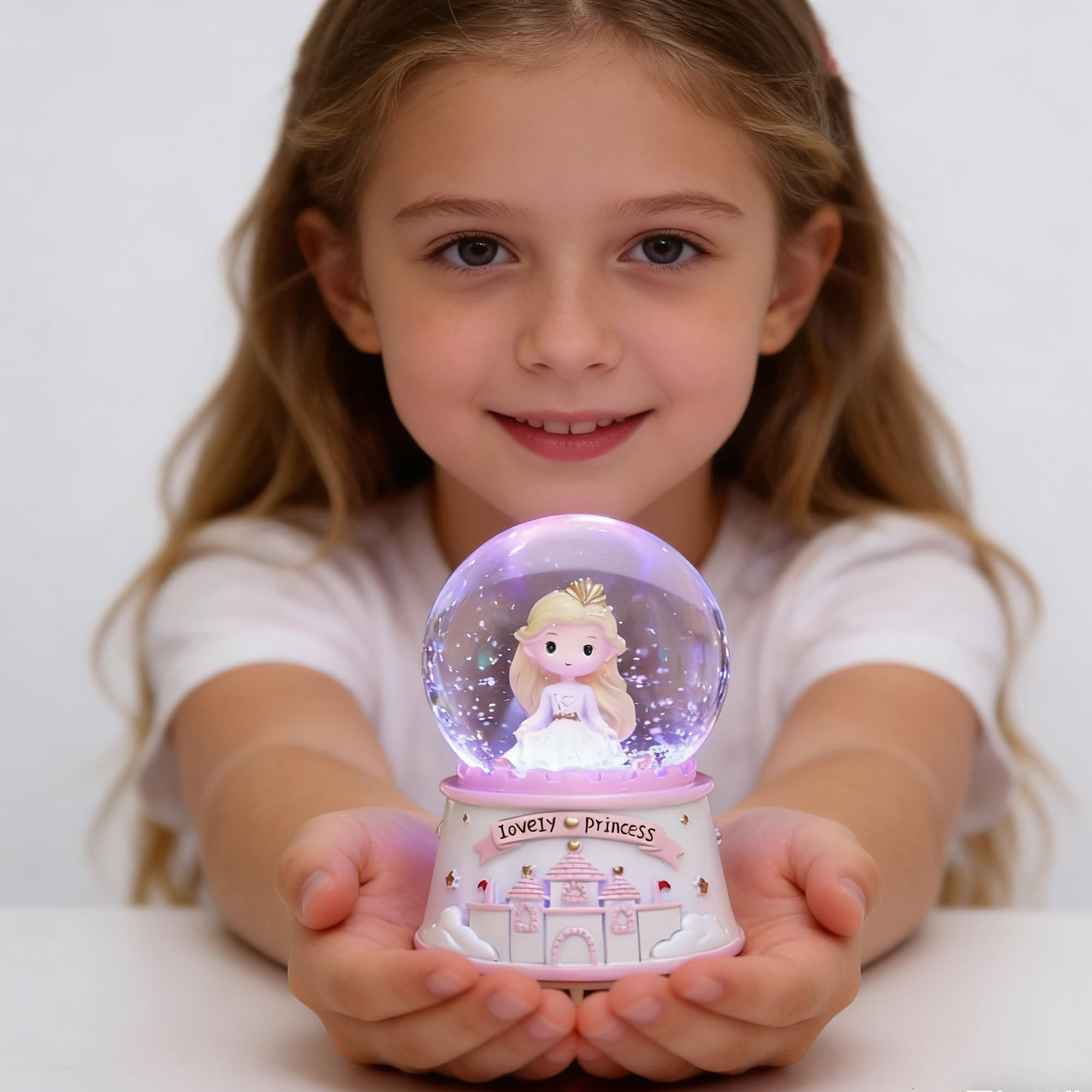 Castello Sfera di Cristallo Illuminata a Forma di Palla di Neve Artware Melodia Ornamento, Manuale Nevicata, Desktop Ornamento Regalo di Natale Compleanno
