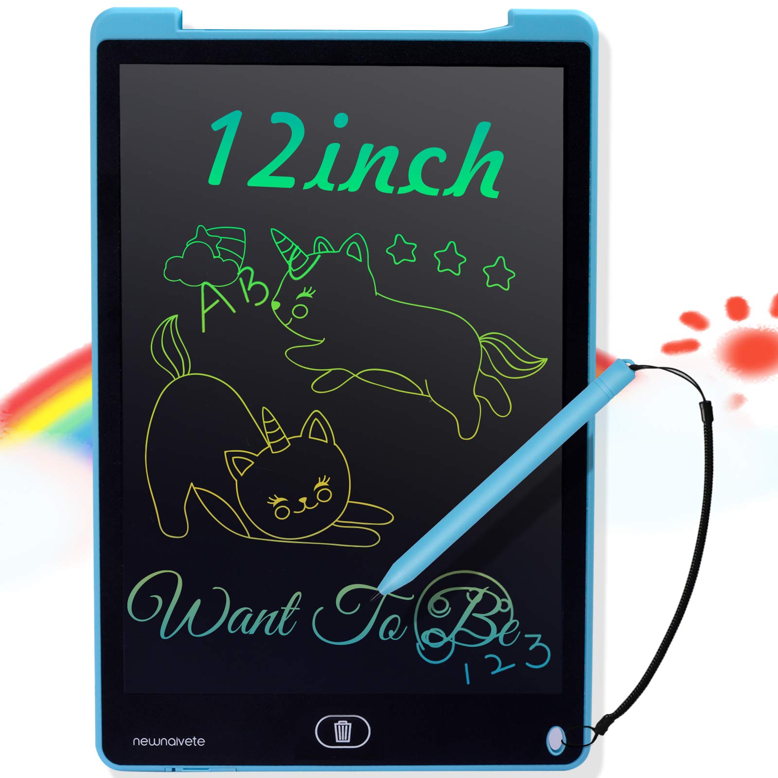 Newnaivete LCD Writing Tablet, 12 inch Colorful Screen Doodle Board, Erasable Electronic Drawing Tablet Writing Pads, Educational Toys Gifts for Age 3 4 5 6 7 8 Years Old Girls Boys Kids Toddlers