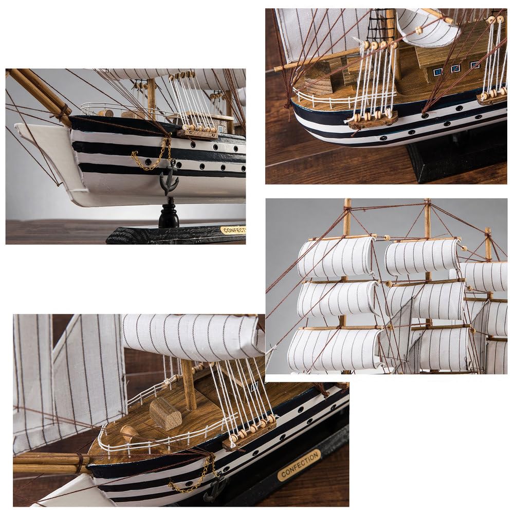 YLME Modellino di Nave in Legno, Modello di Nave Alta Completamente assemblato da 60 cm, Arredamento Nautico Europeo per Ufficio, Simbolo di Avventura e Coraggio, per Esposizione in Ufficio
