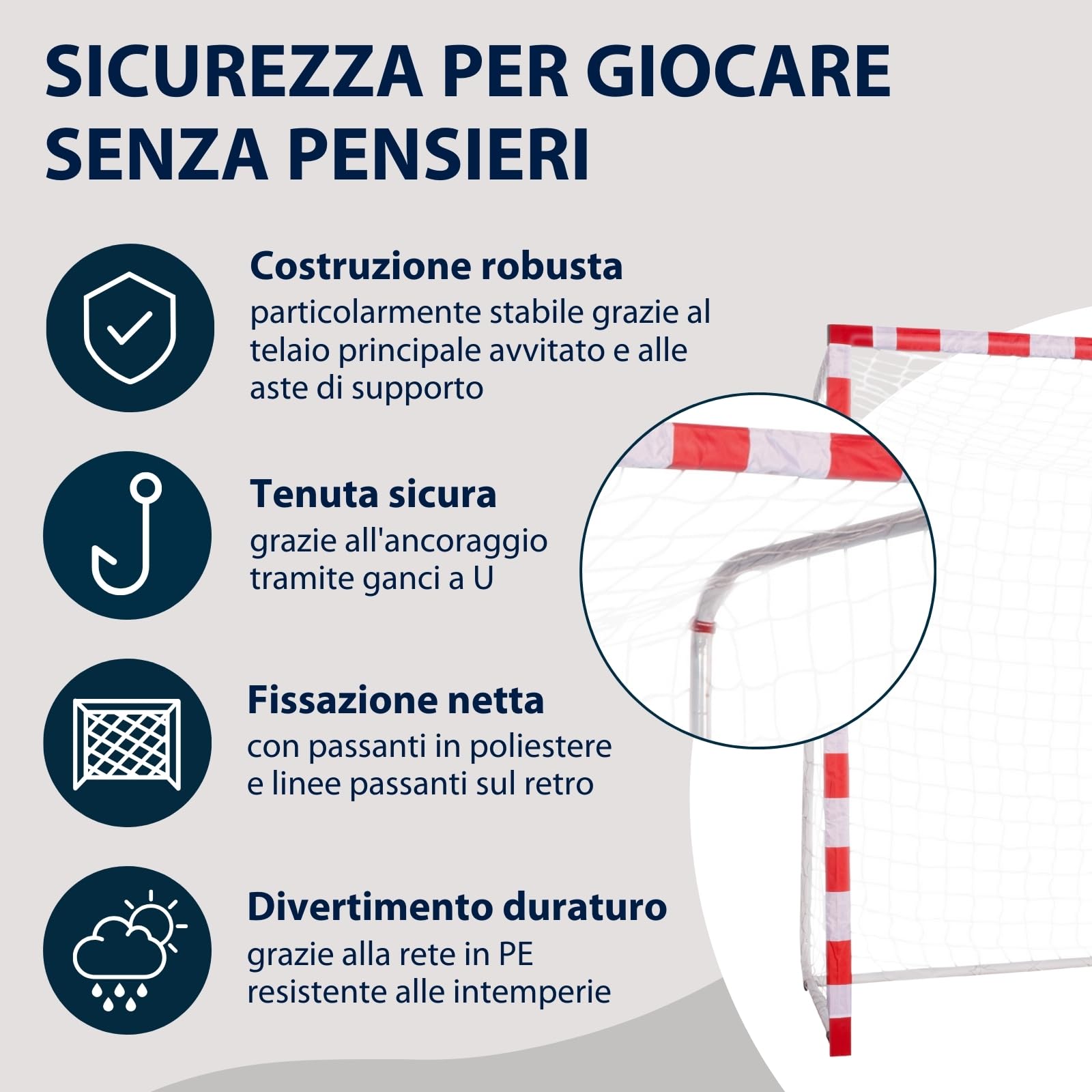 HUDORA Porta da calcio Allround 300 - porta da calcio stabile per bambini e adulti - porta impermeabile e stabile con misure per la palla a mano - Da esterno per tempo libero e training
