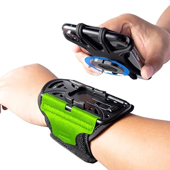 Wristband Running Phone Holder for 46.5 Phone, 360Rotation & Detachable Sports Phone Armband Running for iPhone 17/16/15/14/13/12/Pro/Pro Max/XS/XR/X/8/7/6/Plus, Green