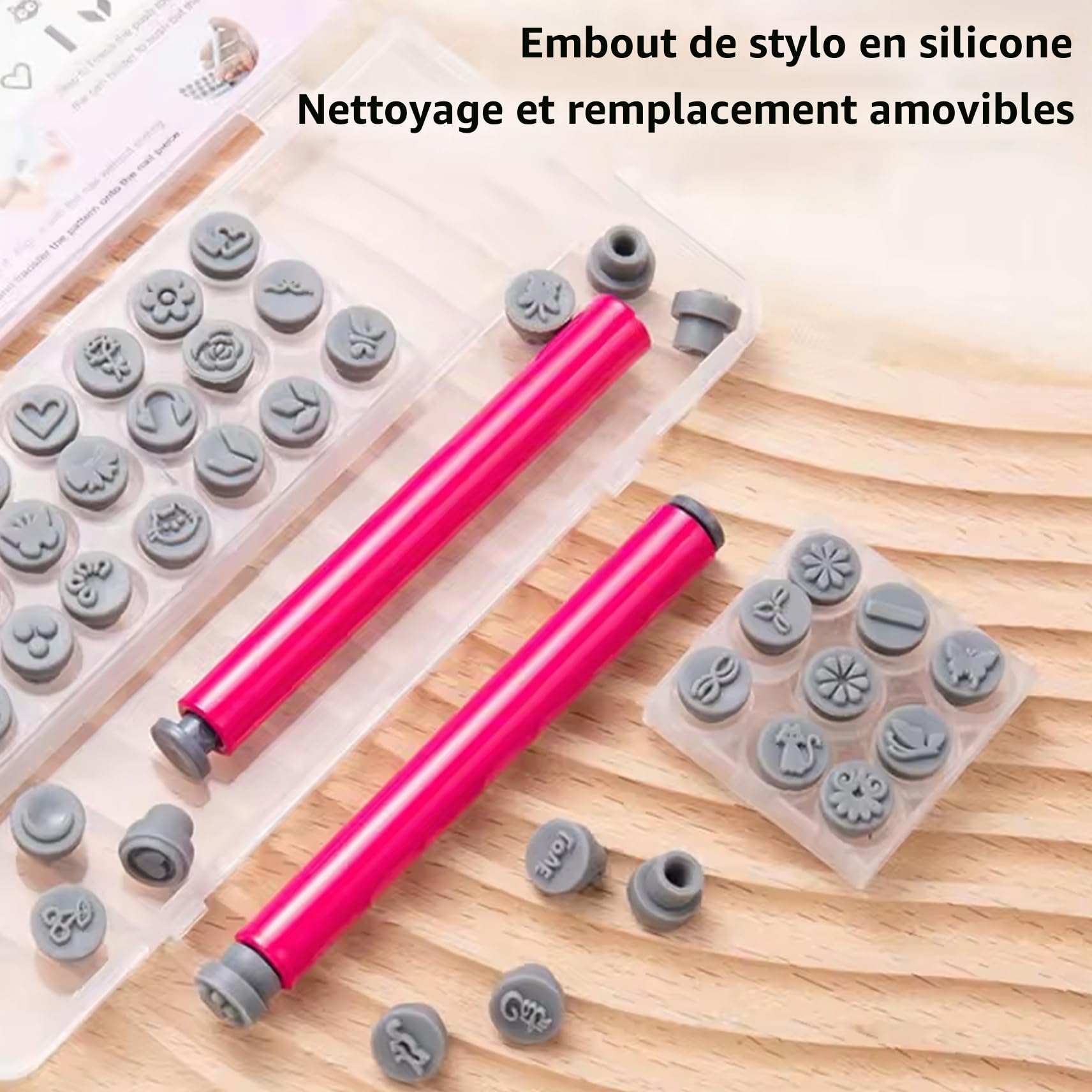 48 pièces stylos de tampon d'art d'ongle différents modèles tampons 'art 'ongle avec pointe de stylo en silicone fleur papillon rose kit 'estampage bricolage pour femmes, décoration jardin
