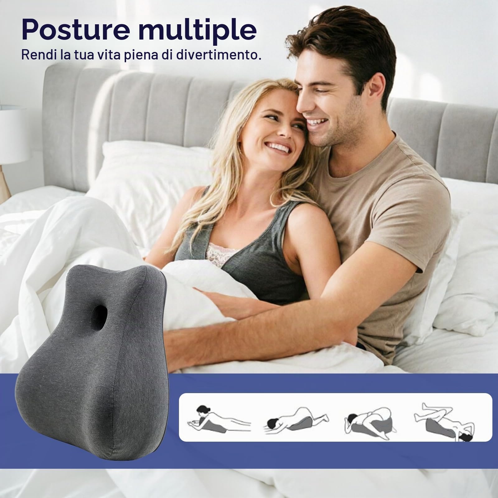 Cuscino a Cuneo per Coppie, Cuscino di Supporto in Memory Foam per la Vita