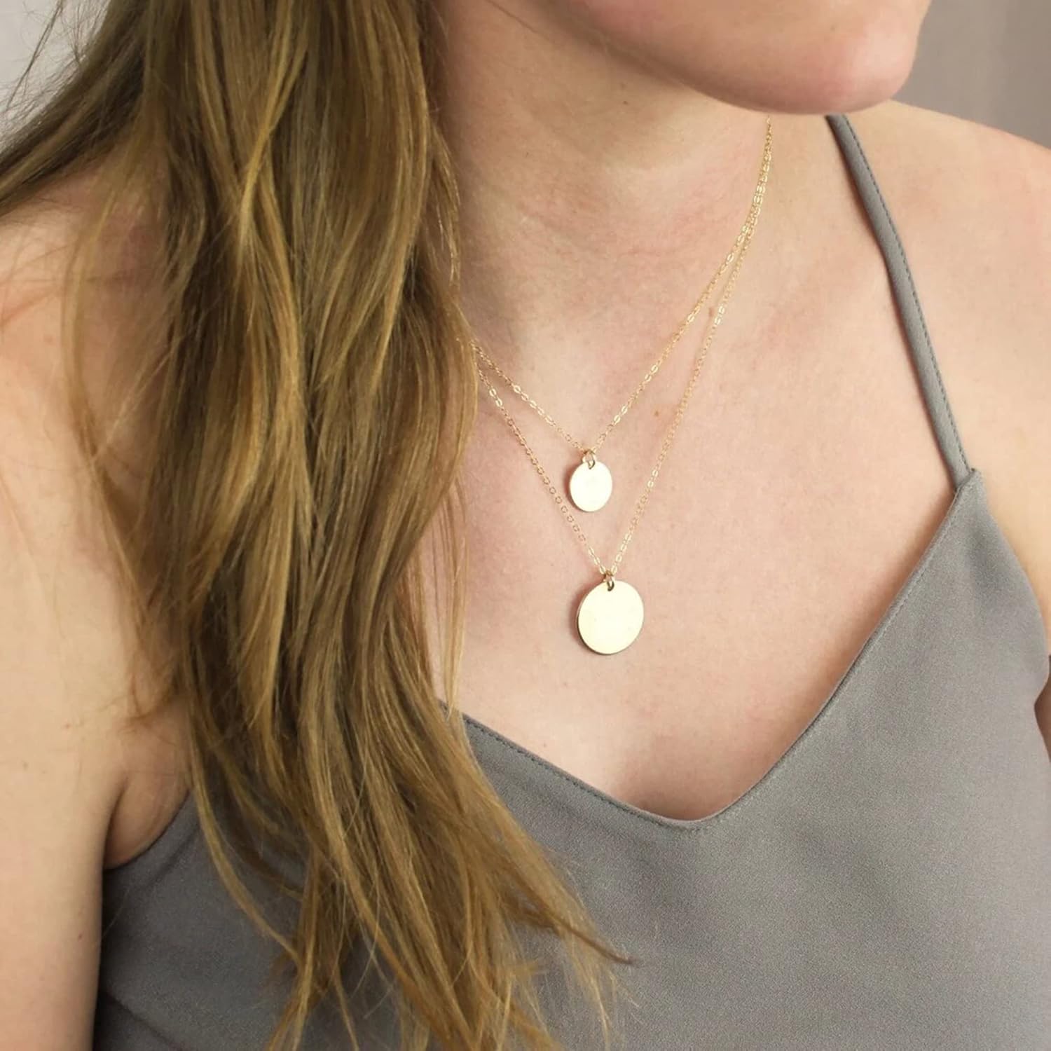 itianxi Dainty Bar Necklace for Women,Gold/Silver Cute Delicate Disc Necklcace,Trendy Elegant Dot Fashion Necklace - Image 8