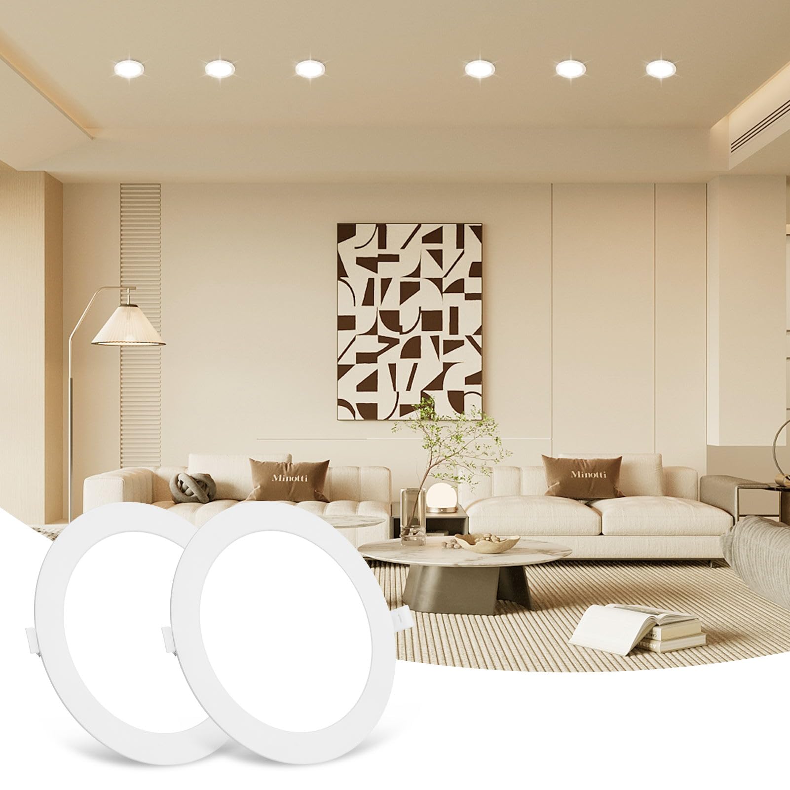 Bellanny LED Recessed Ceiling Lights, 15W 1350LM 4500K Neutral White Spot Lights, 1.1cm Ultra Slim Downlights for Living Room Kitchen Bulkhead Porch Bedroom Office （ 2 Packs ）