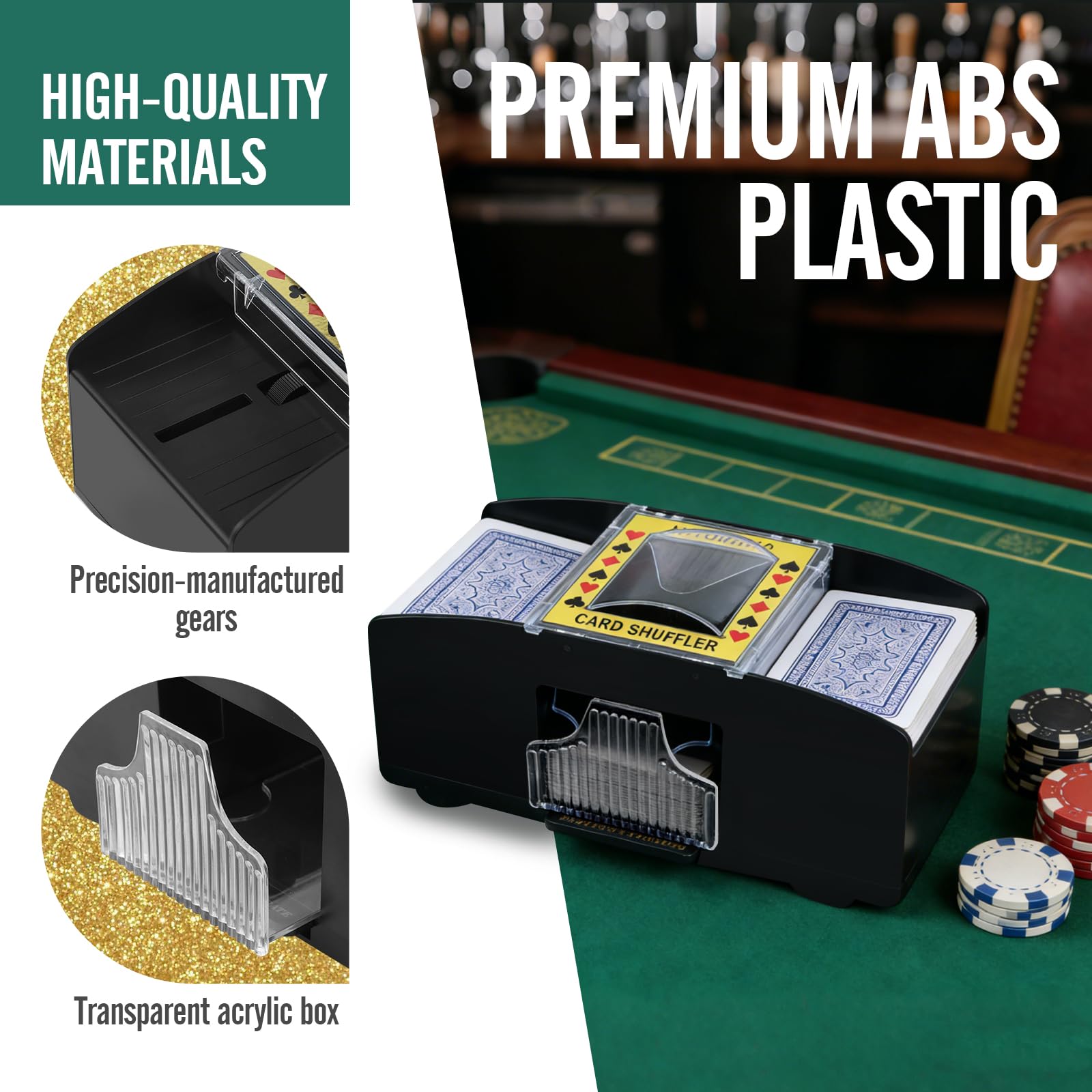 Barajador Automático de Cartas, Máquina Mezcladora de Cartas Eléctrica 2 Mazos para UNO, póquer, Texas Hold'em, Canasta, Blackjack