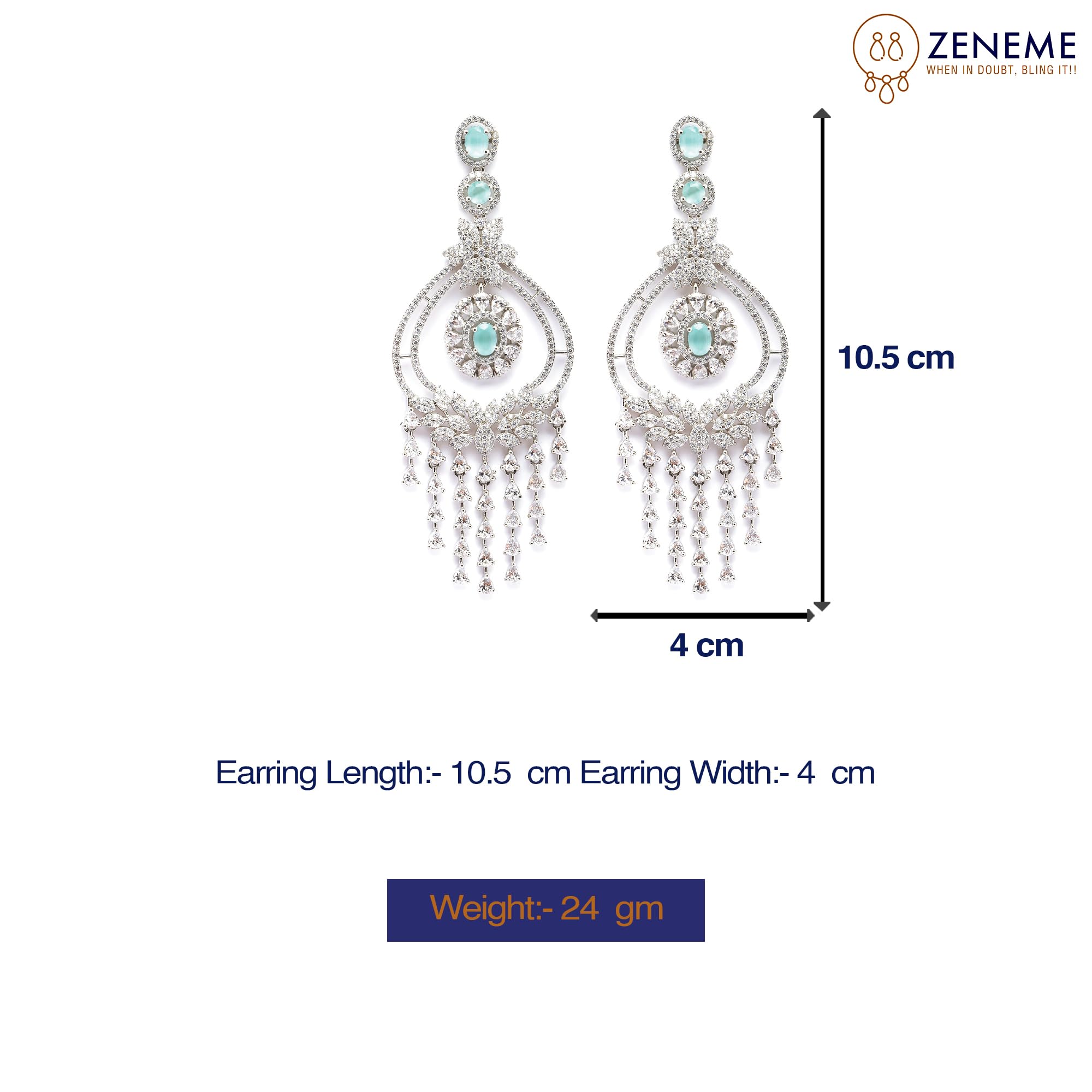 Rhodium-Plated Diamond Drop Earrings for ()