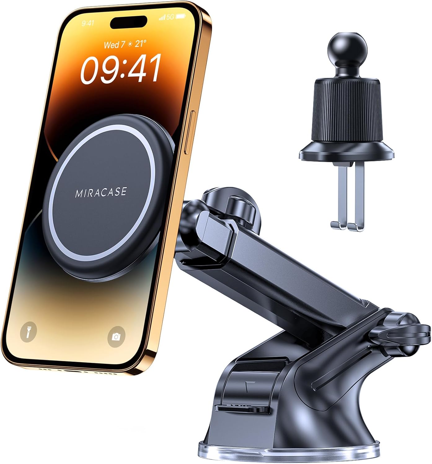 Miracase Fits for MagSafe Car Mount, [Upgraded Suction& Long Arm] Phone