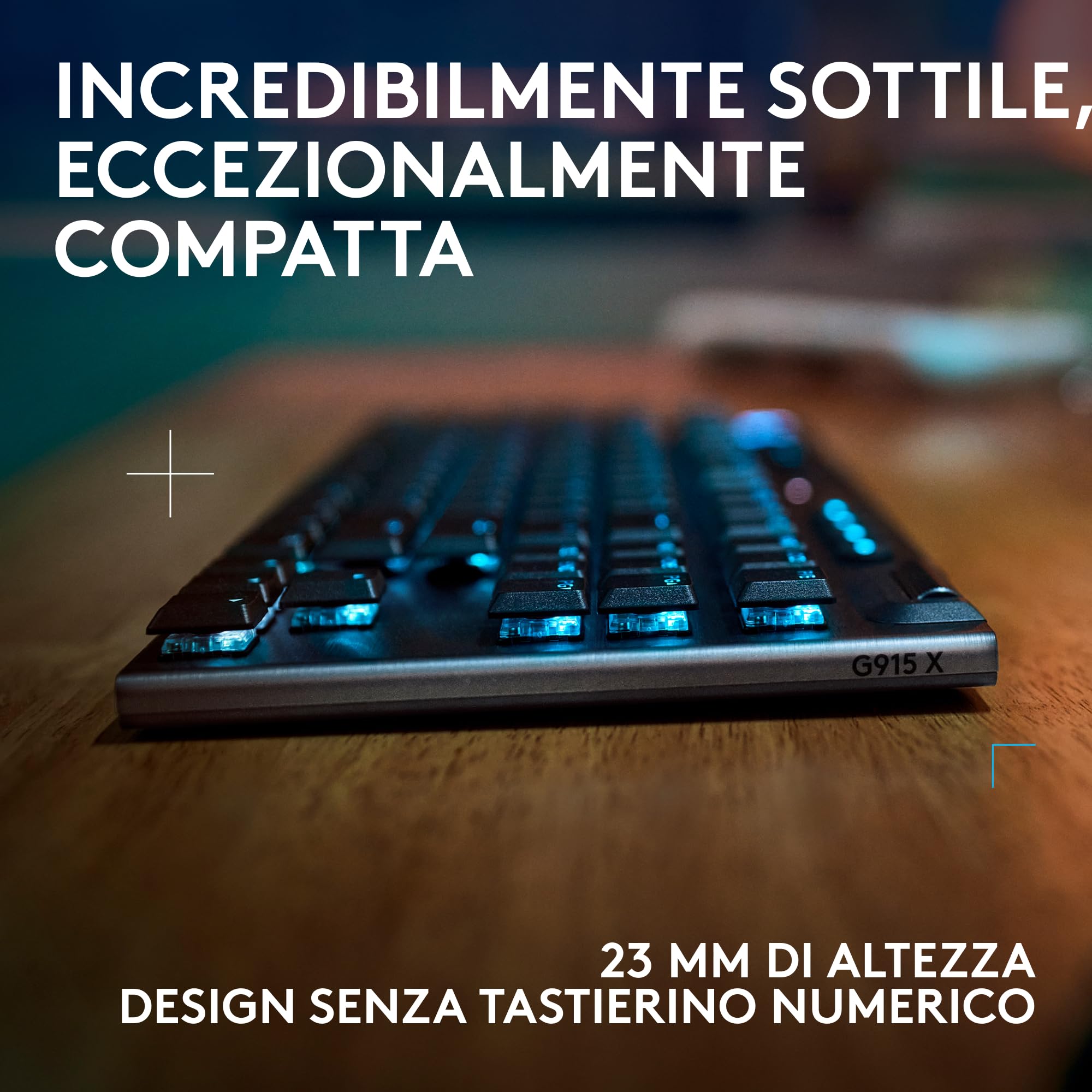 Logitech G G915 X LIGHTSPEED TKL Tastiera gaming wireless a profilo ribassato, copritasti in PBT bicomponente, tasti completamente programmabili, GL Brown Tactile - PC/Mac, ITA QWERTY Layout - Nero