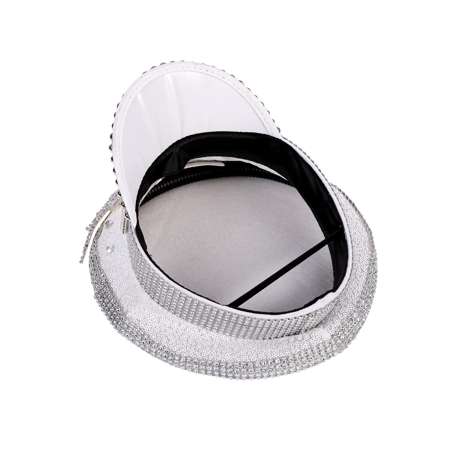 Sombrero de Novia con Purpurina Blanca, Sombrero de Novia novedoso con Diamantes de imitación for Boda, cumpleaños, Despedida de Soltera, Despedida de Soltera (Color : Silver, Size : Bride)