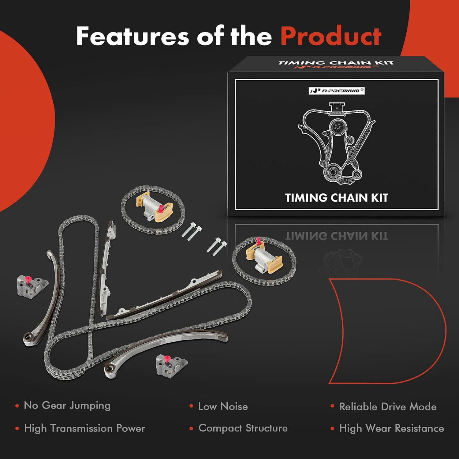A-Premium Engine Timing Chain Kit W/Tensioner & Guide Rail [fits DOHC, 8Cyl 4.0L] Compatible with Jaguar S-Type 2000 2001, Vanden Plas XJ8 1998 1999 2000 2001, XK8 1997-2001, LS 2000 2001