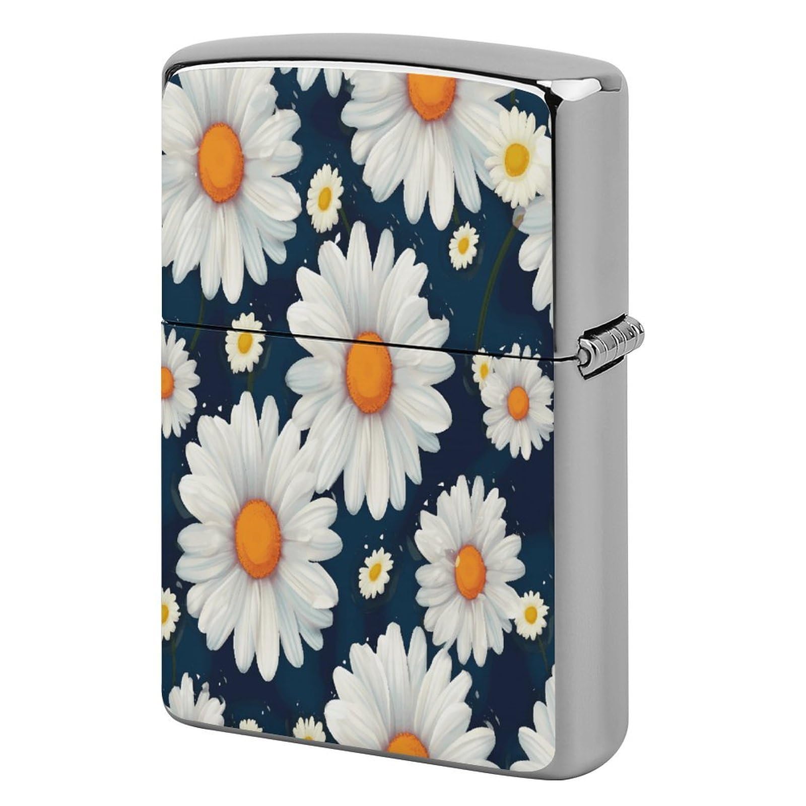 Btcowzrv Style Daisy Pattern Metal Lighter Case Sleeve Cover Holder