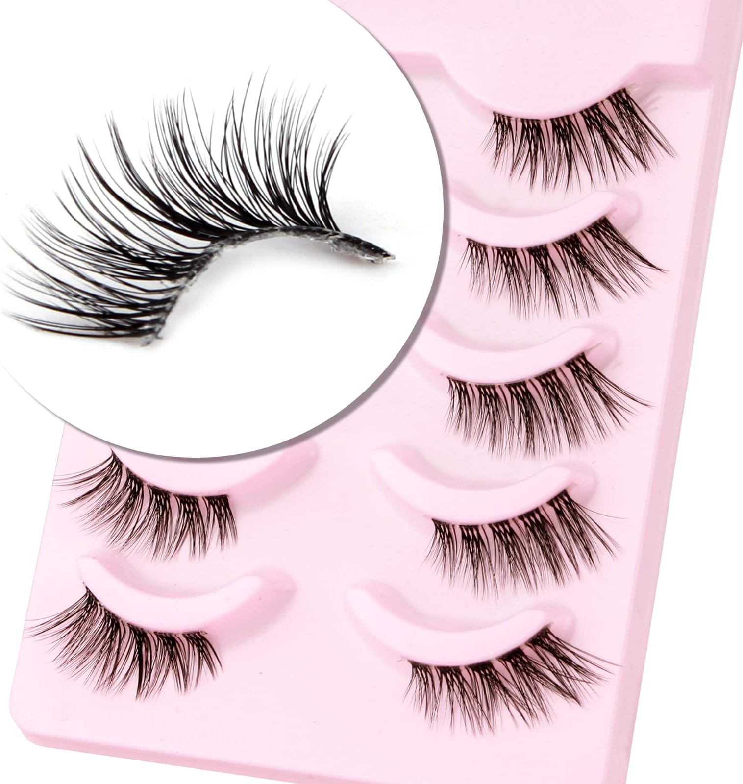 LeippleHalf False Eyelashes, 5 Pairs, 3D False Eyelashes Set, Reusable Natural Eyelashes (1006)