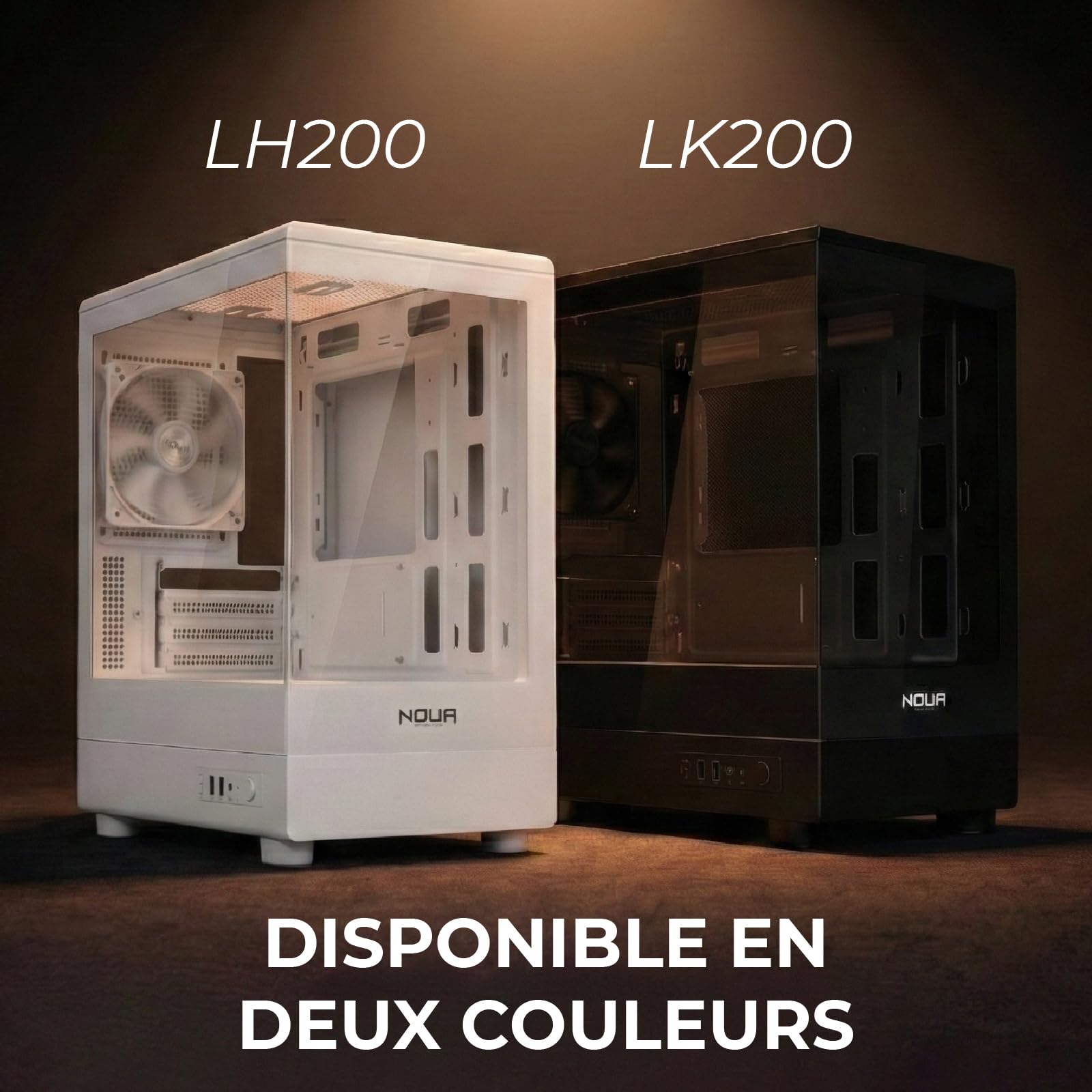 Noua Fobia LK200 Boîtier PC Gaming Micro-ATX, Ventilateur Noir 120 mm, boîtier Micro Tour pour Ordinateur Double Verre trempé panoramique, Noir